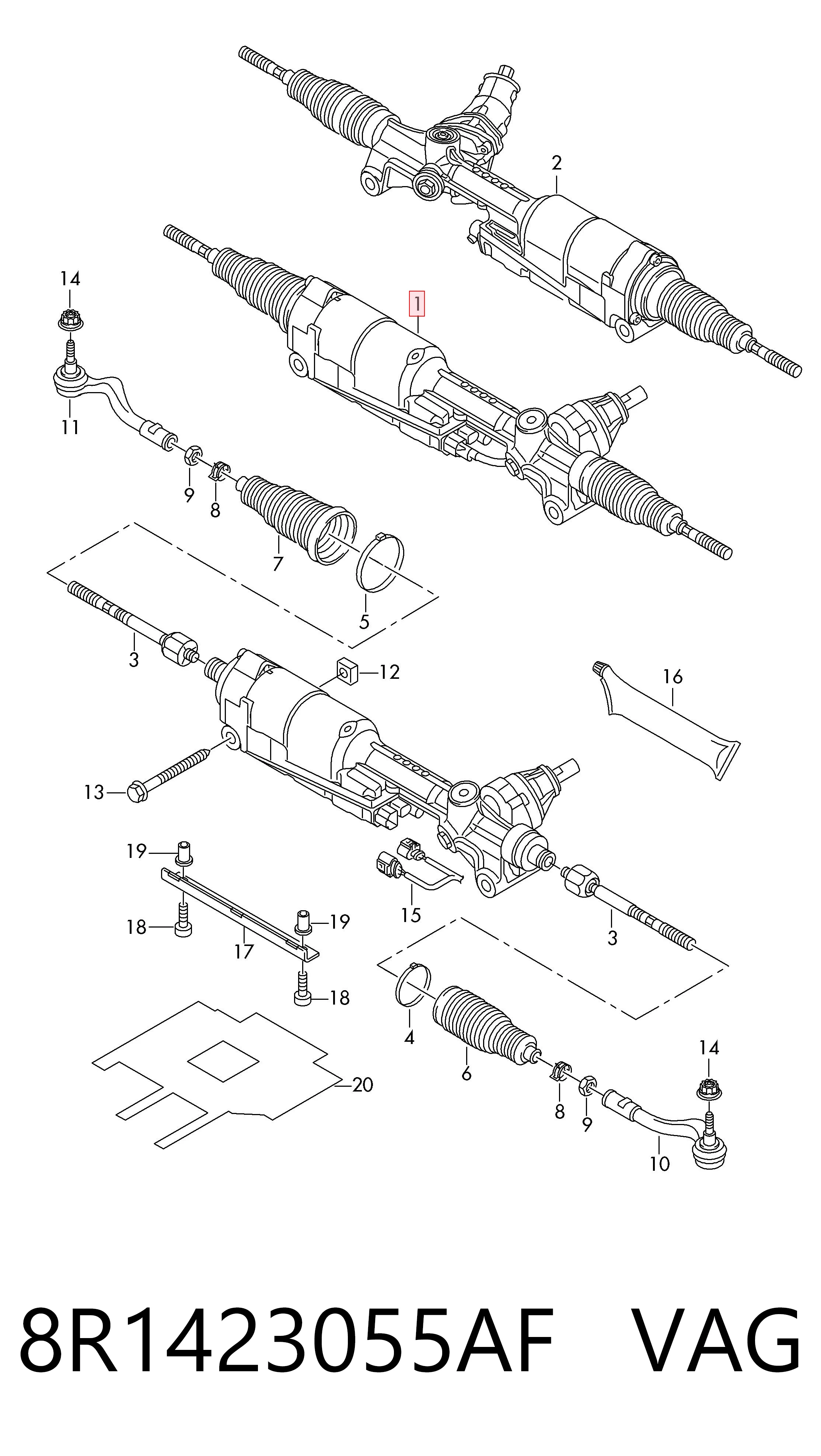 Cremallera de dirección 8R1423055AF VAG