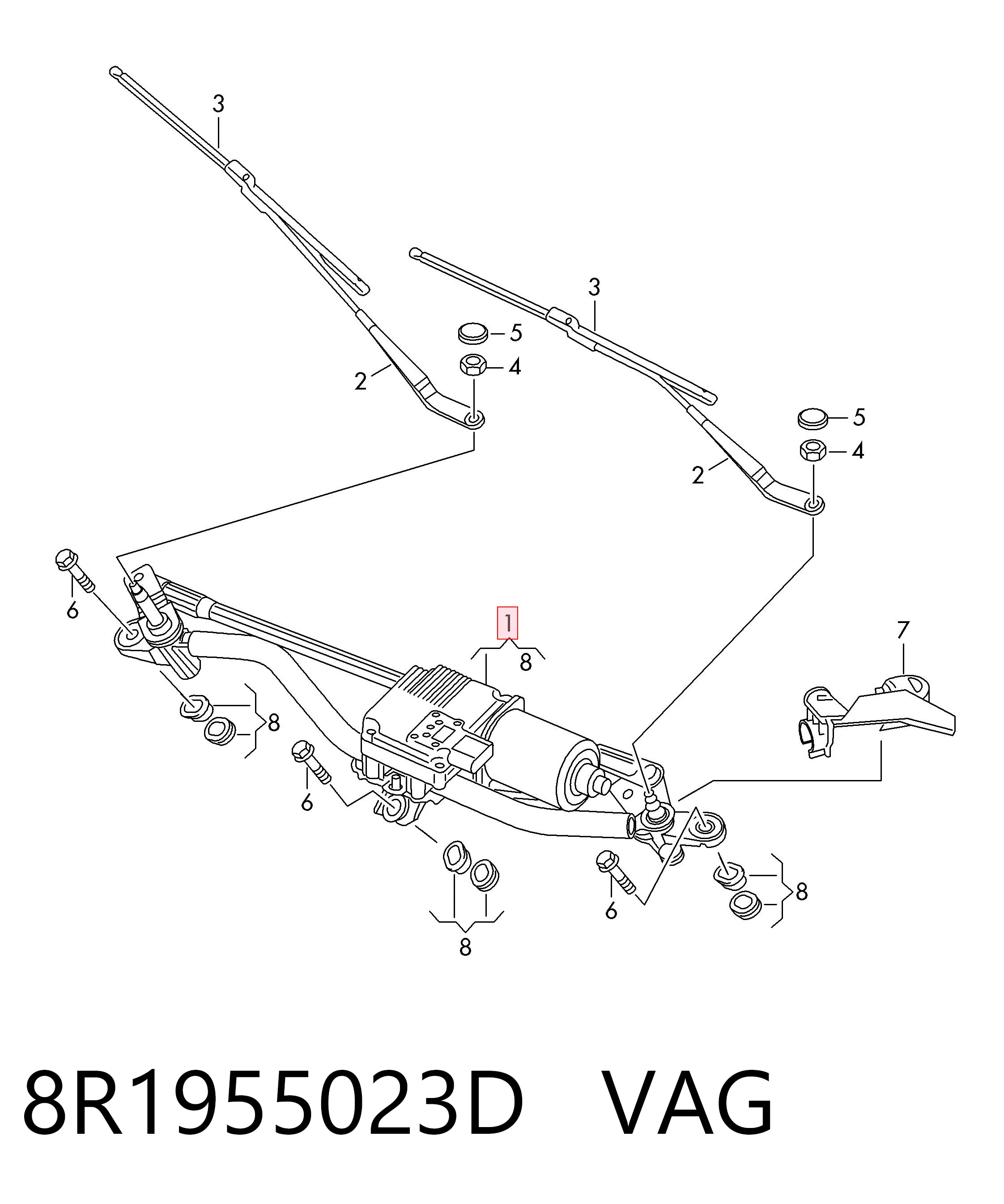 8R1955023D VAG Varillaje de limpiaparabrisas