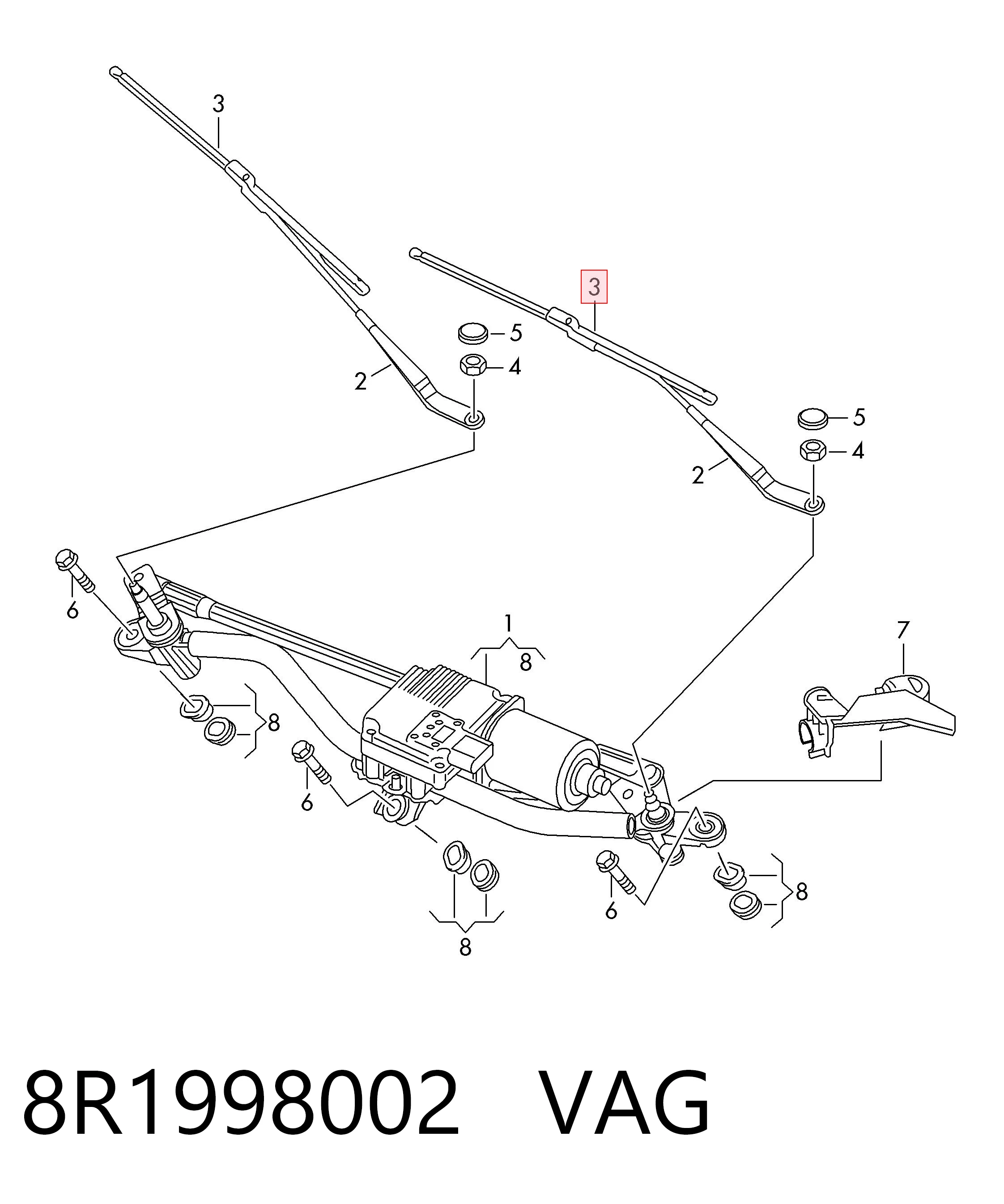 8R1998002 VAG Escobillas Limpiaparabrisas delanteras