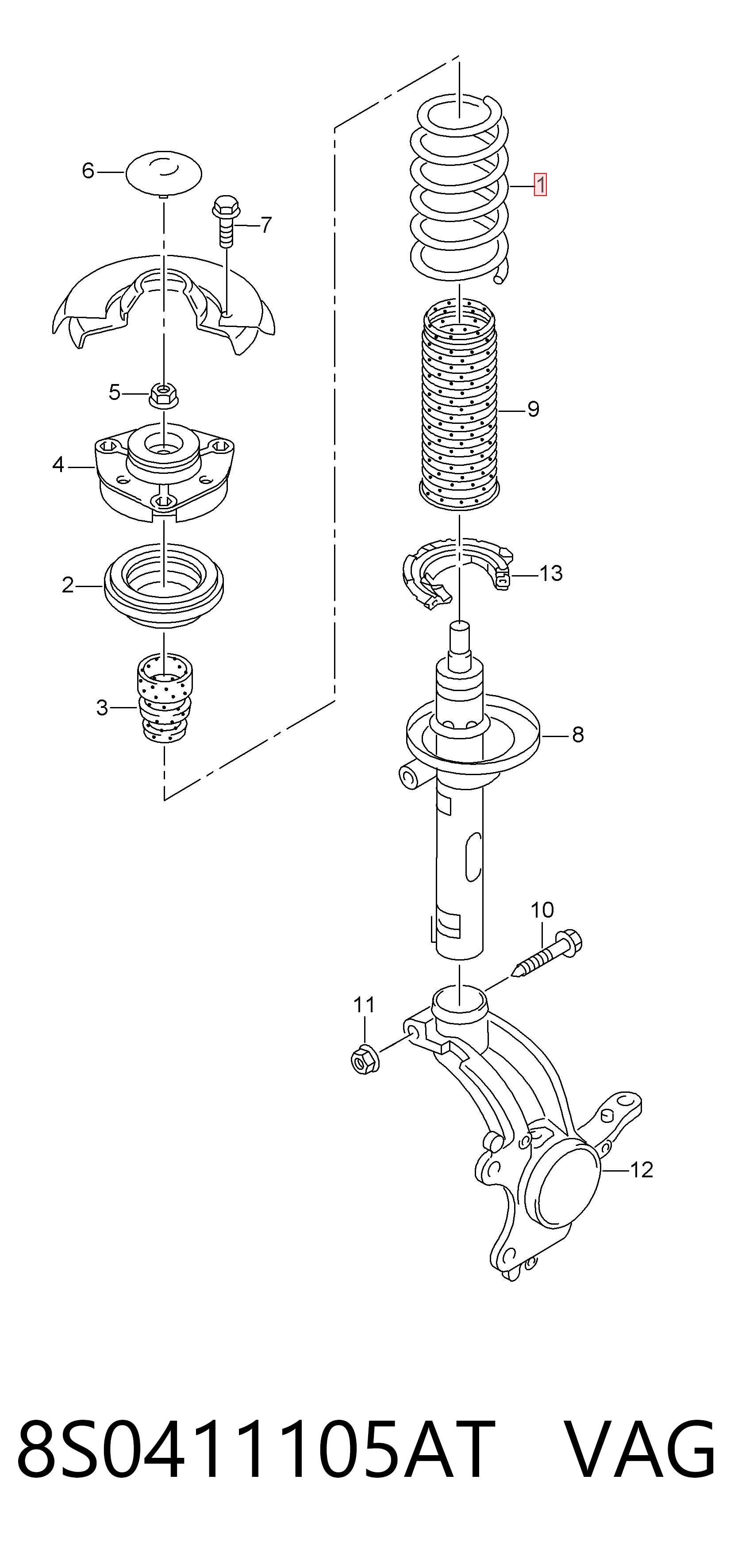 Muelle delantero para Audi TT FV9, FVR