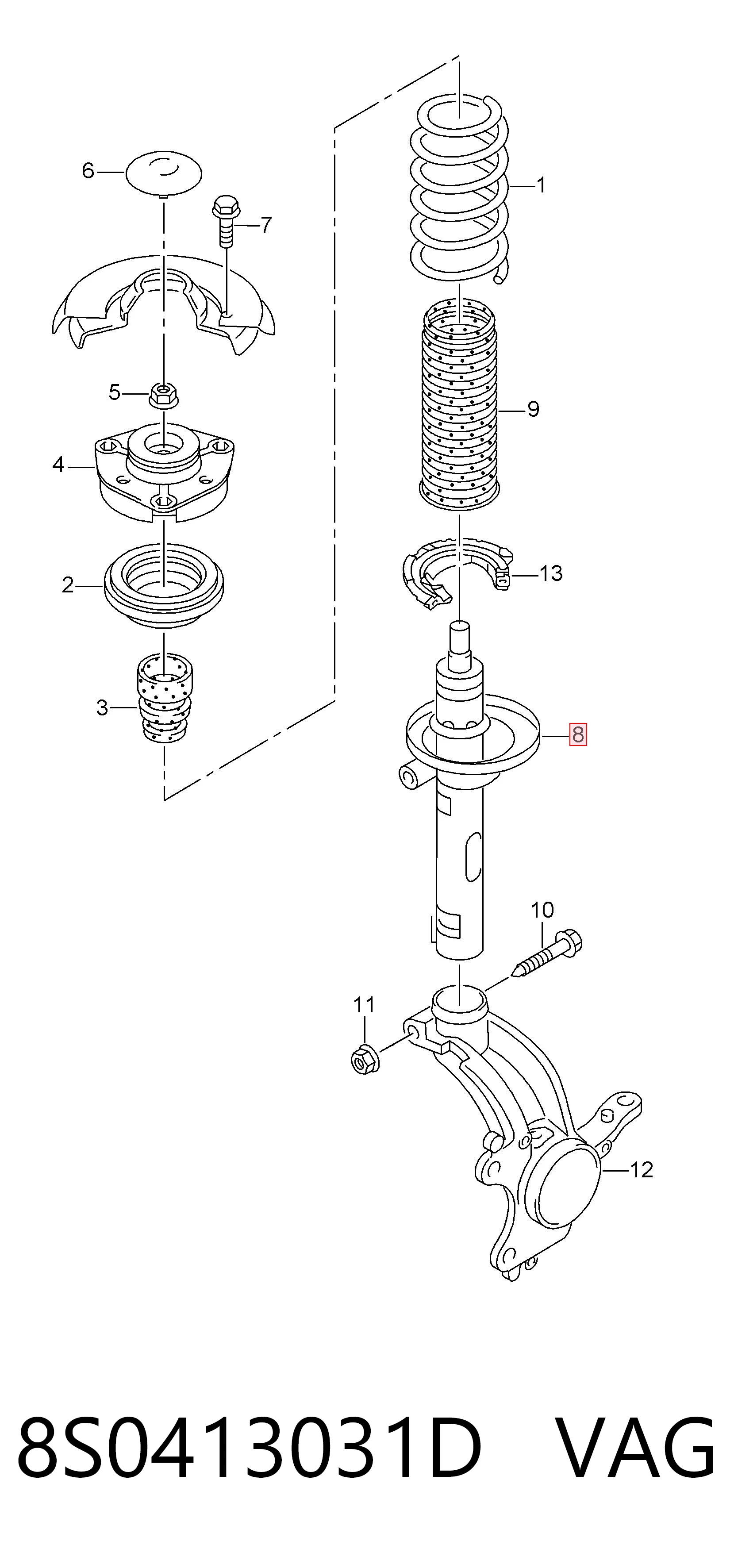 Amortiguador frontal para Audi TT  FV9, FVR