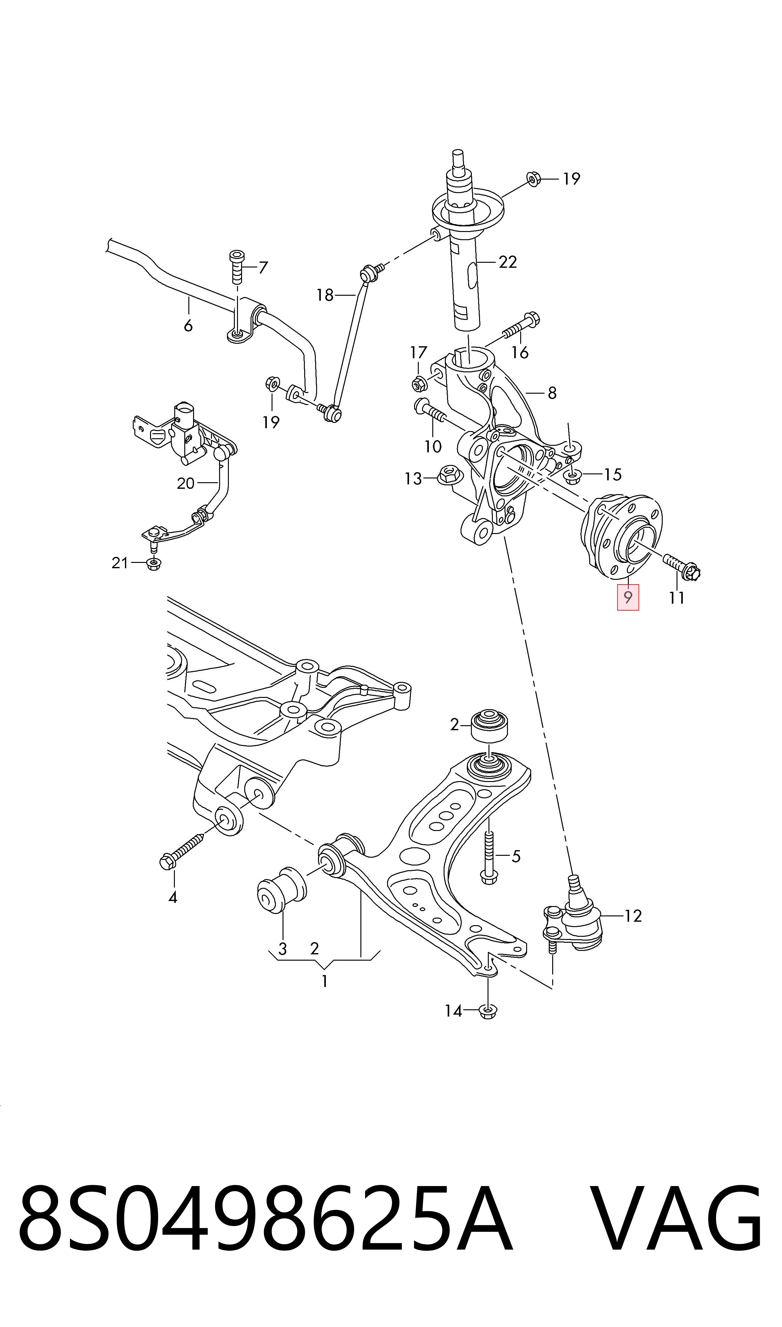 8S0498625A VAG Cubo delantero