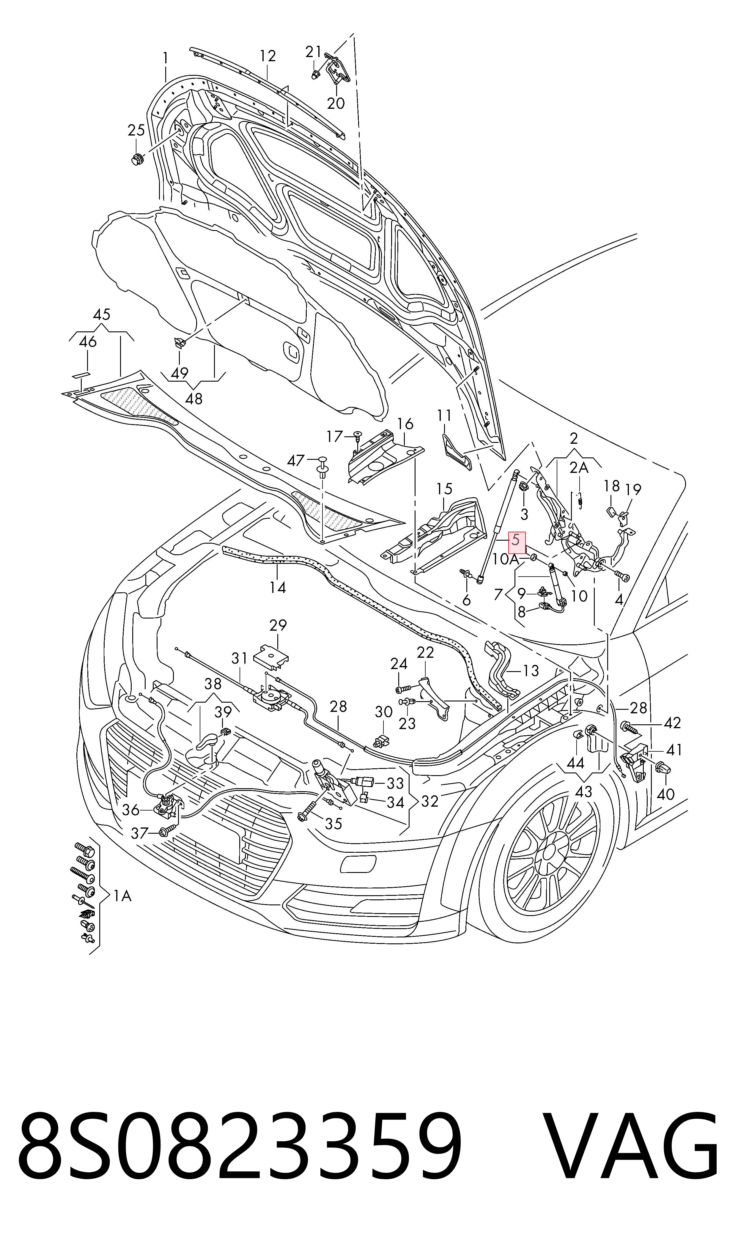 Amortiguador de capó para Audi TT FV3, FVP