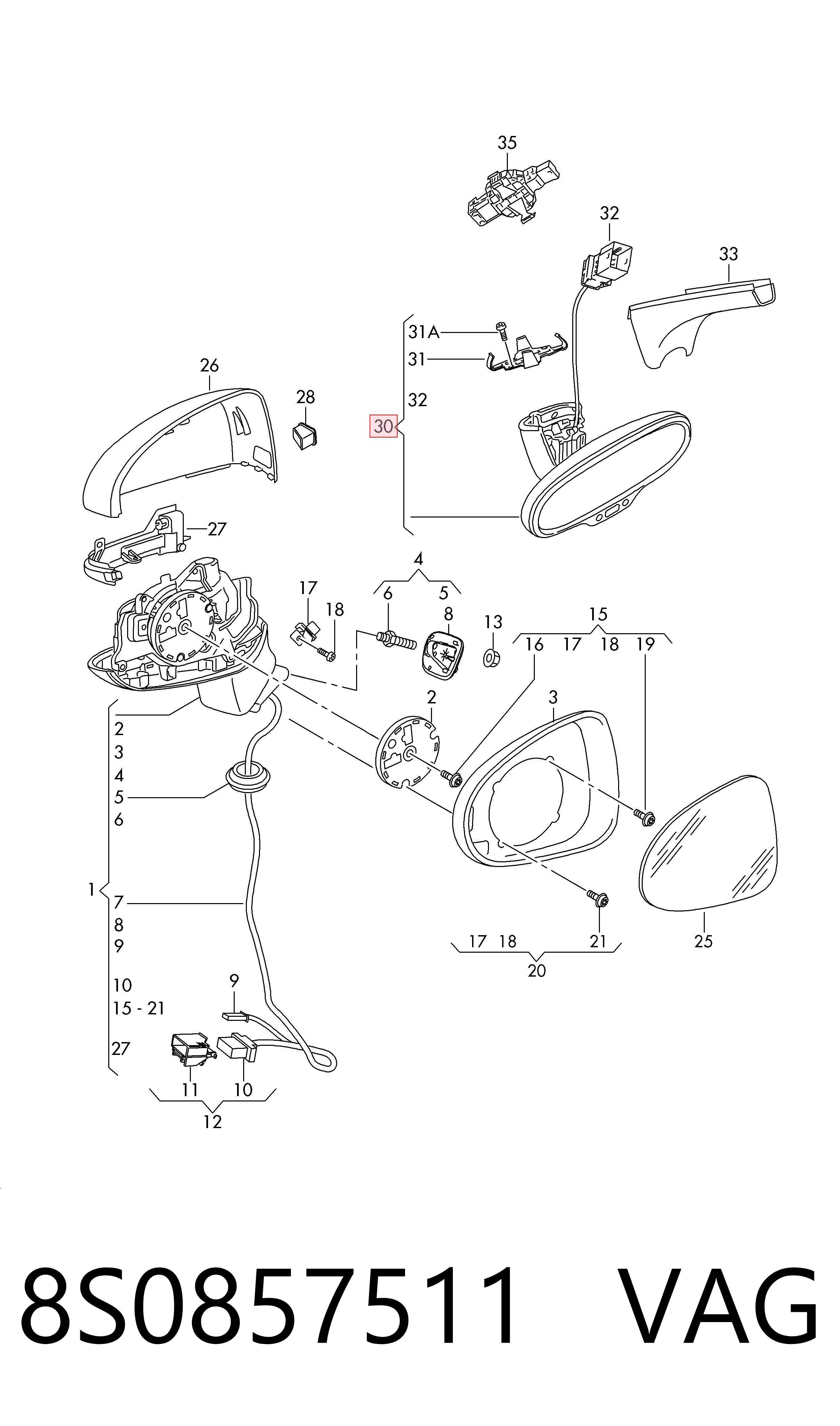 Espejo retrovisor interior Audi Q3 (2018-2026)
