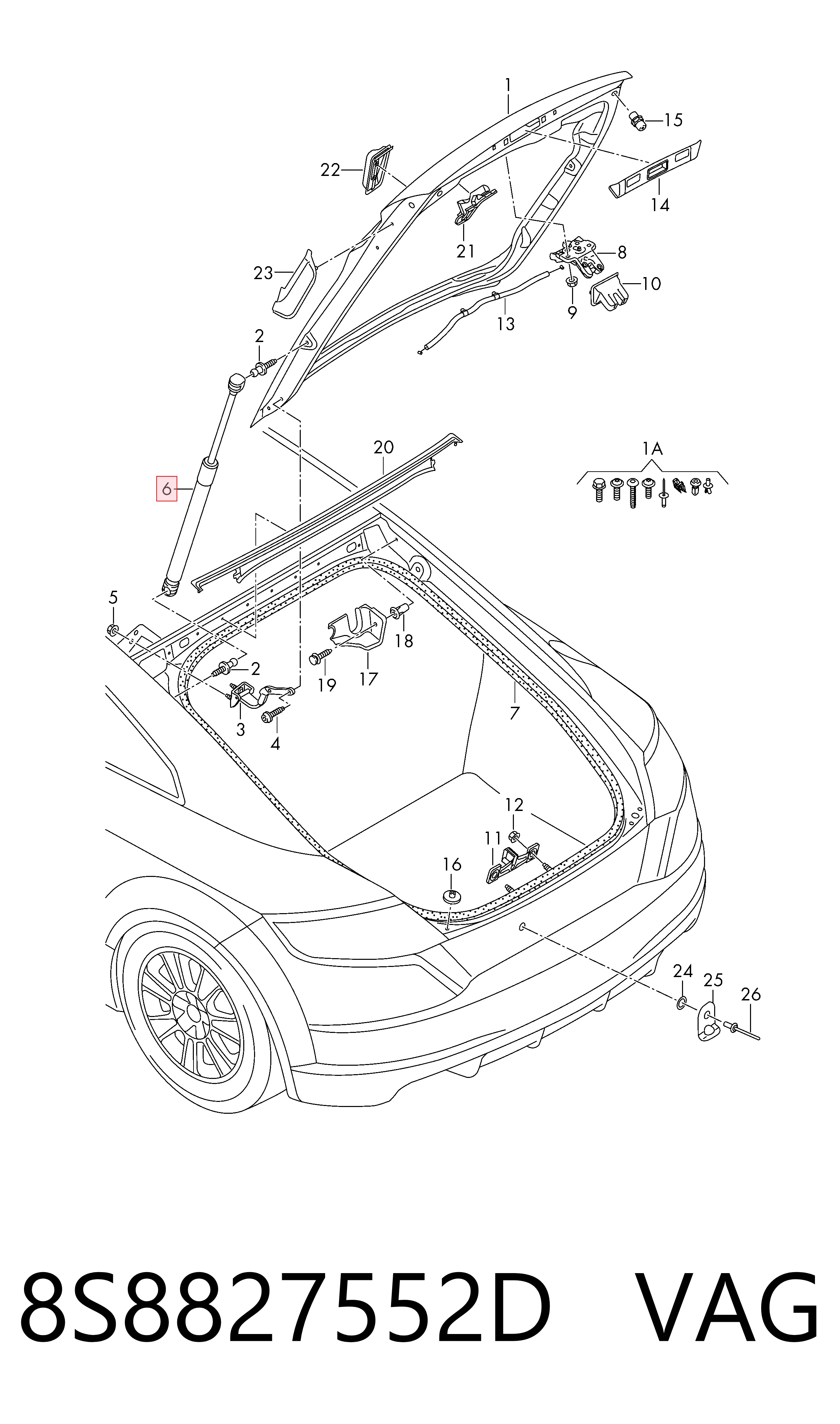 Amortiguador de maletero Audi TT coupé (FV3, FVP) (2014 - 2026) precio, desde 22,60 EUR