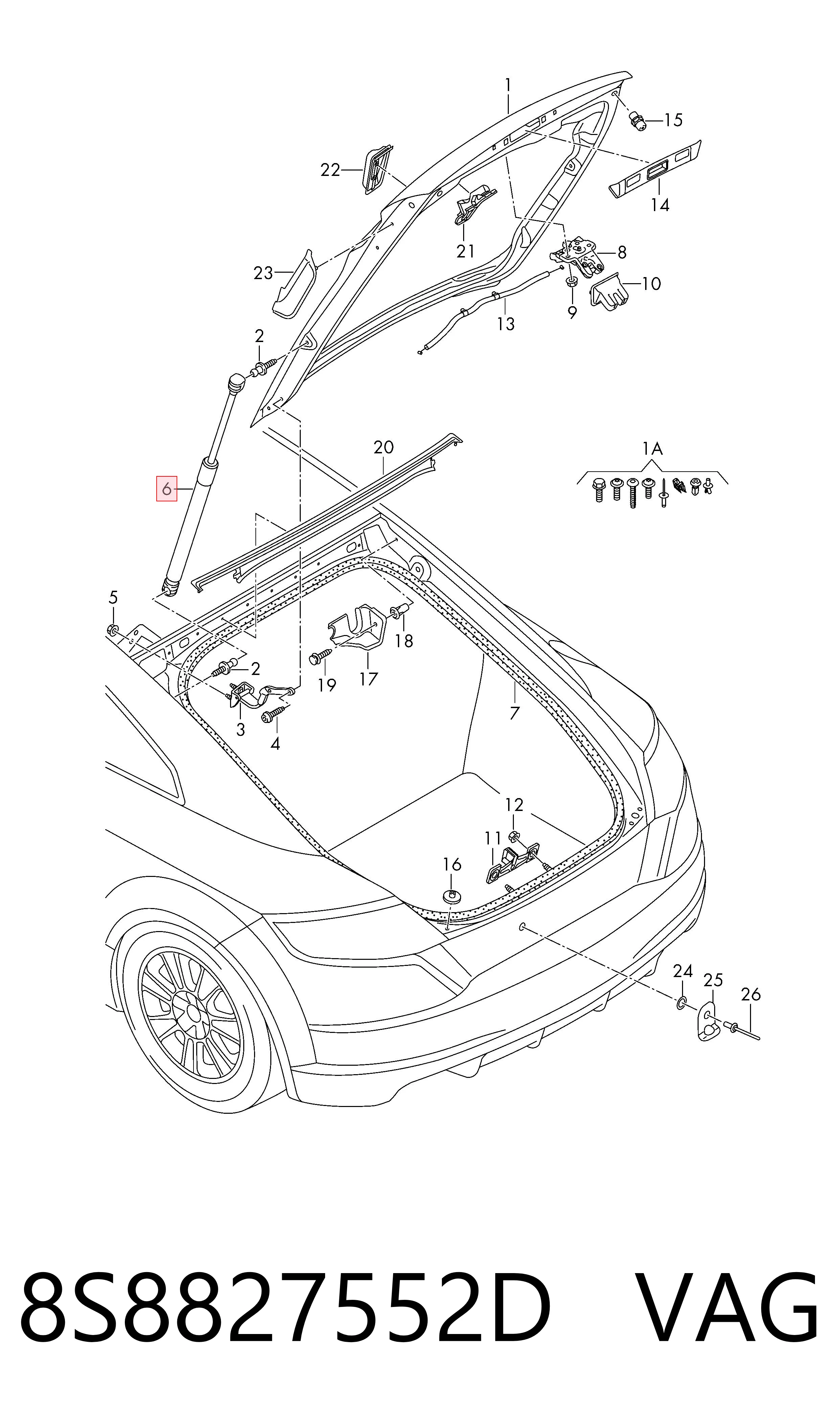 Amortiguador maletero para Audi TT FV3, FVP