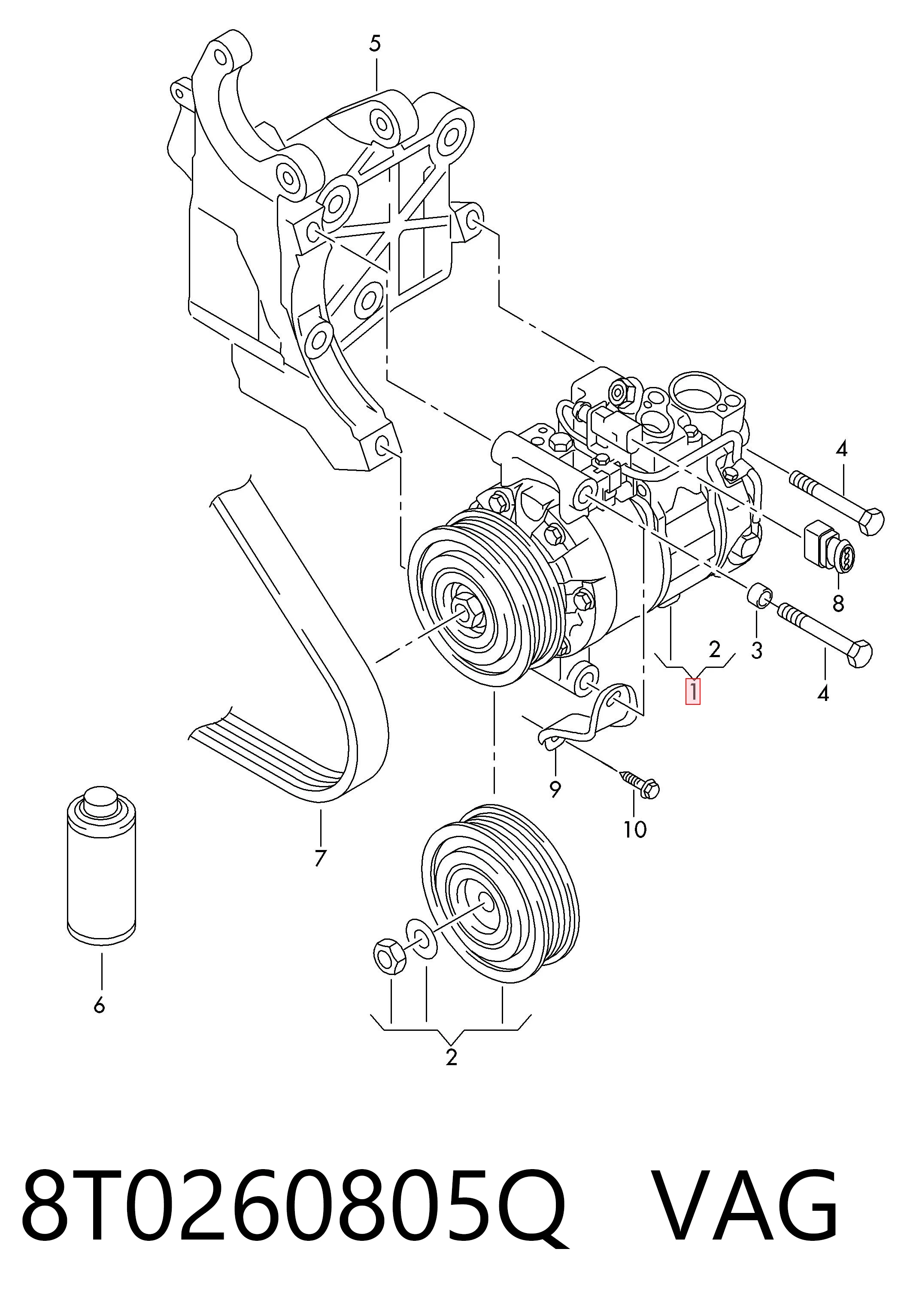 8T0260805Q VAG Compresor climatizador
