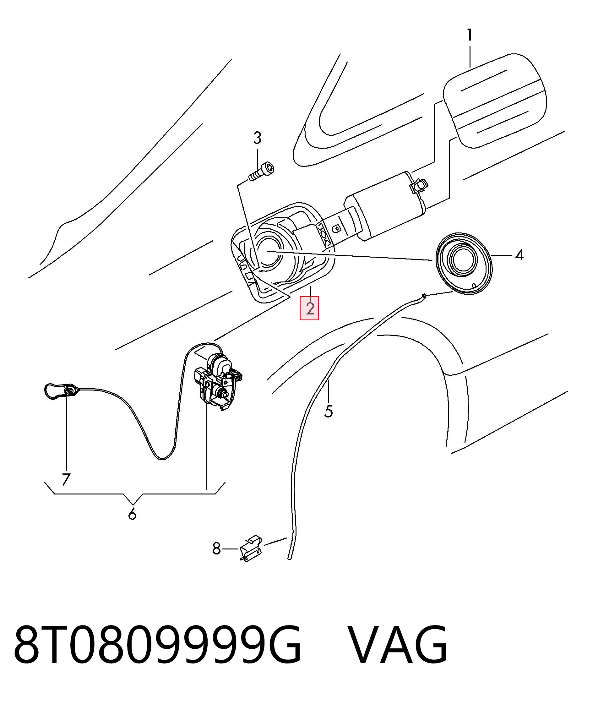 8T0809999G VAG Soporte de la tapa del depósito de combustible