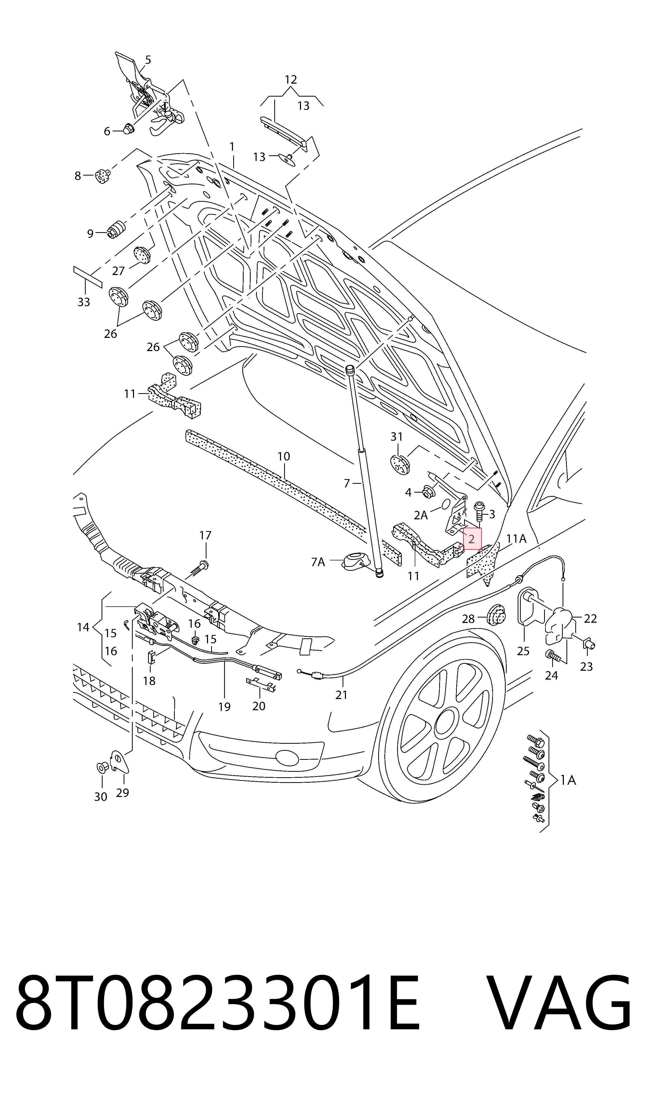 8T0823301E VAG Bisagra de capot izquierda