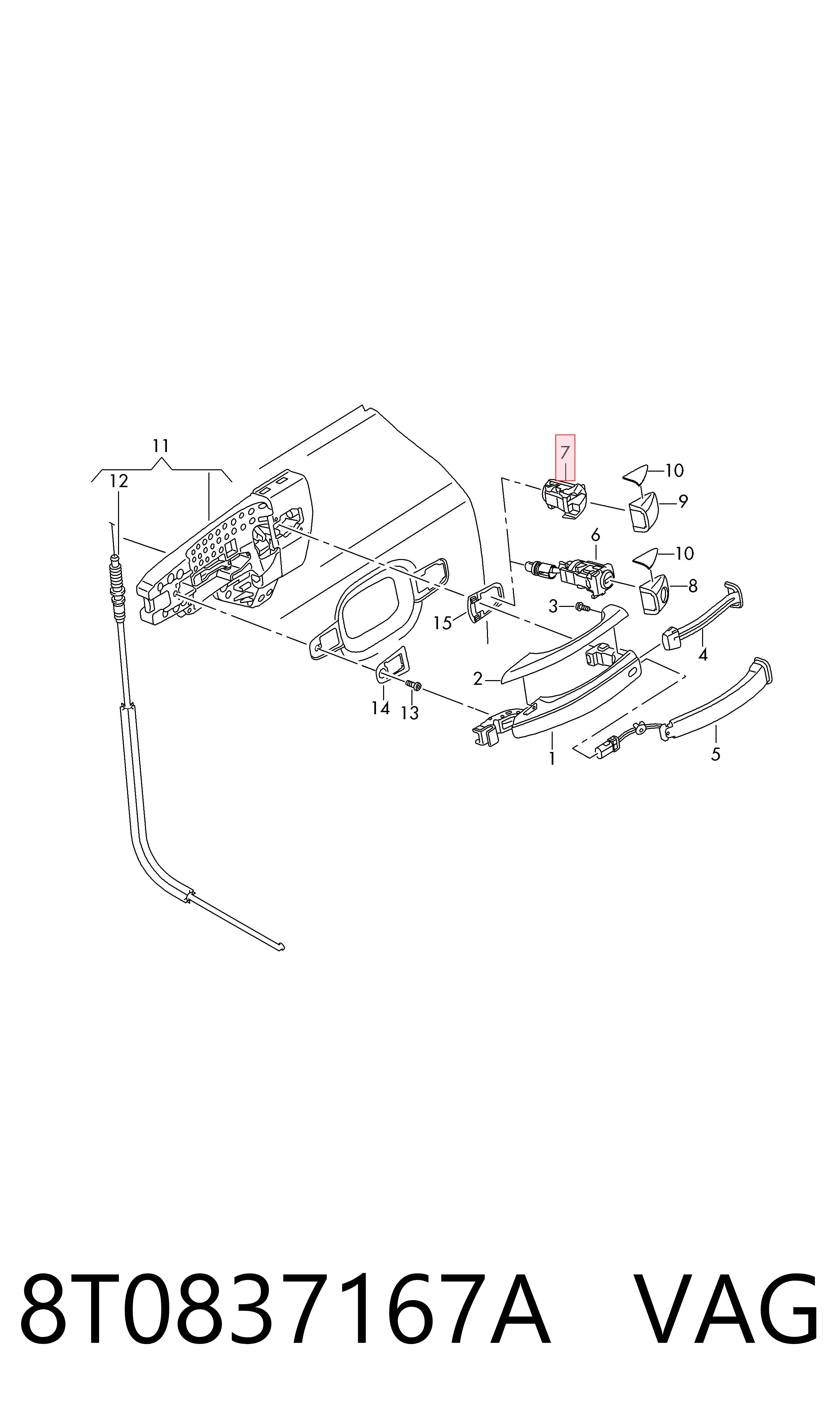 8T0837167A VAG Embellecedor de la manija de puerta