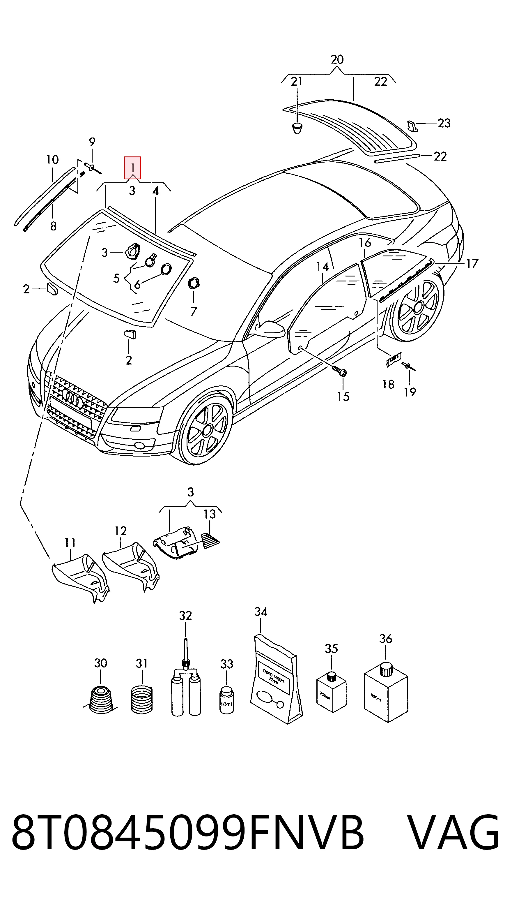 Parabrisas delantero  para Audi A5  8T3