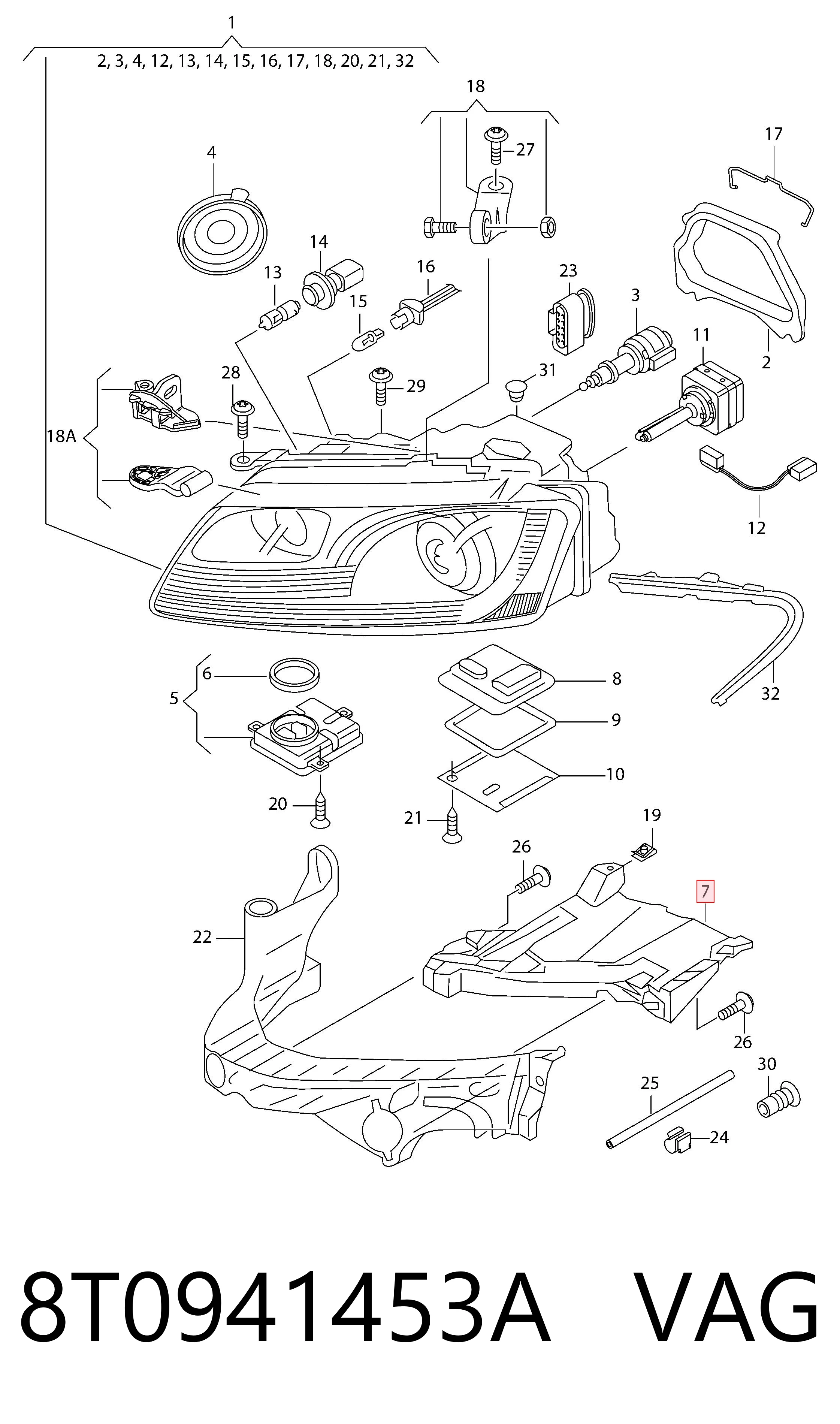 Comprar 8T0941453A VAG Soporte de fijación del faro delantero izquierdo