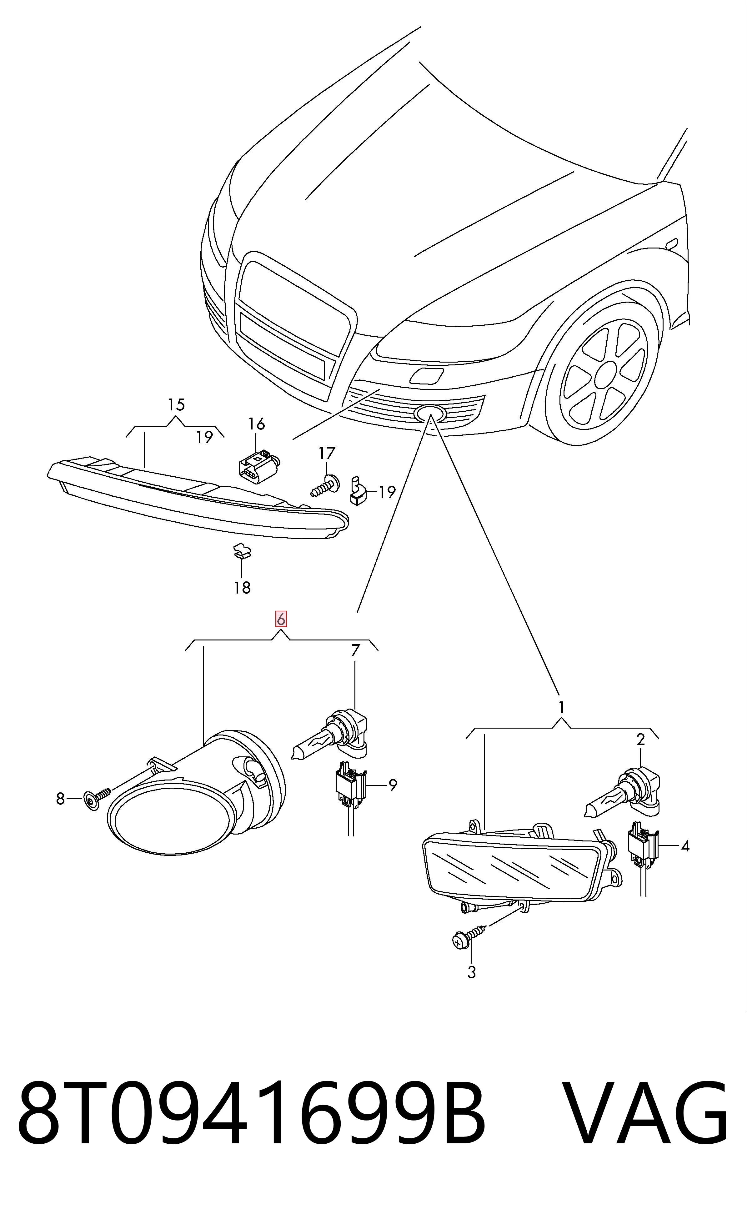 8T0941699B VAG Luz antiniebla izquierda