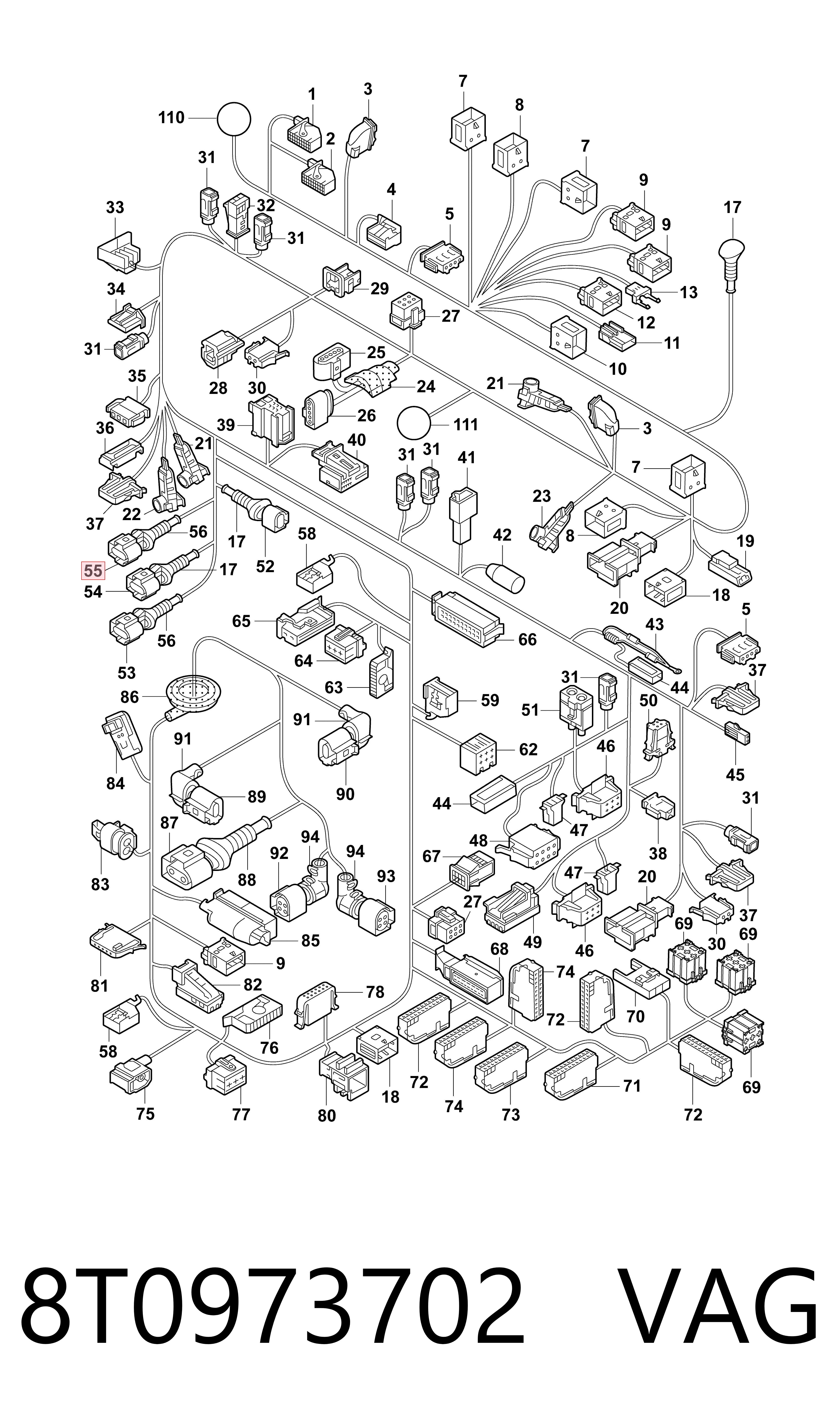8T0973702 VAG Conector del sensor ABS