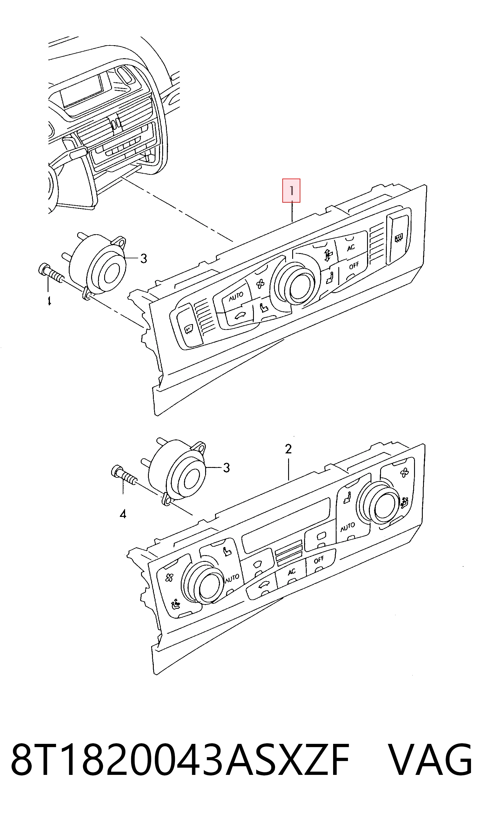 Elemento de control aire acondicionado Audi A4 Avant B8