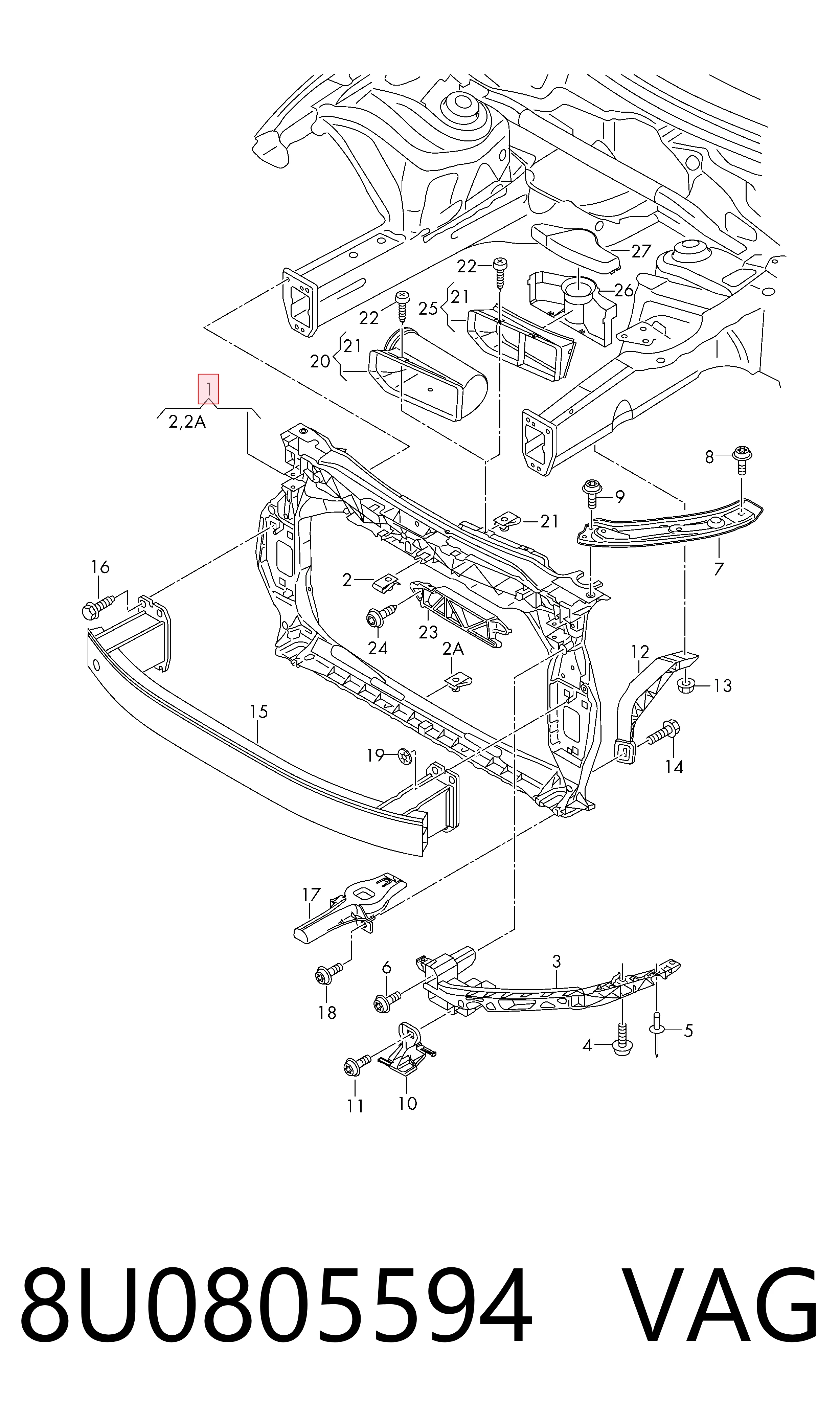 Comprar Panel de soporte del radiador y montaje de faros Audi Q3  8UB, 8UG a bajo precio