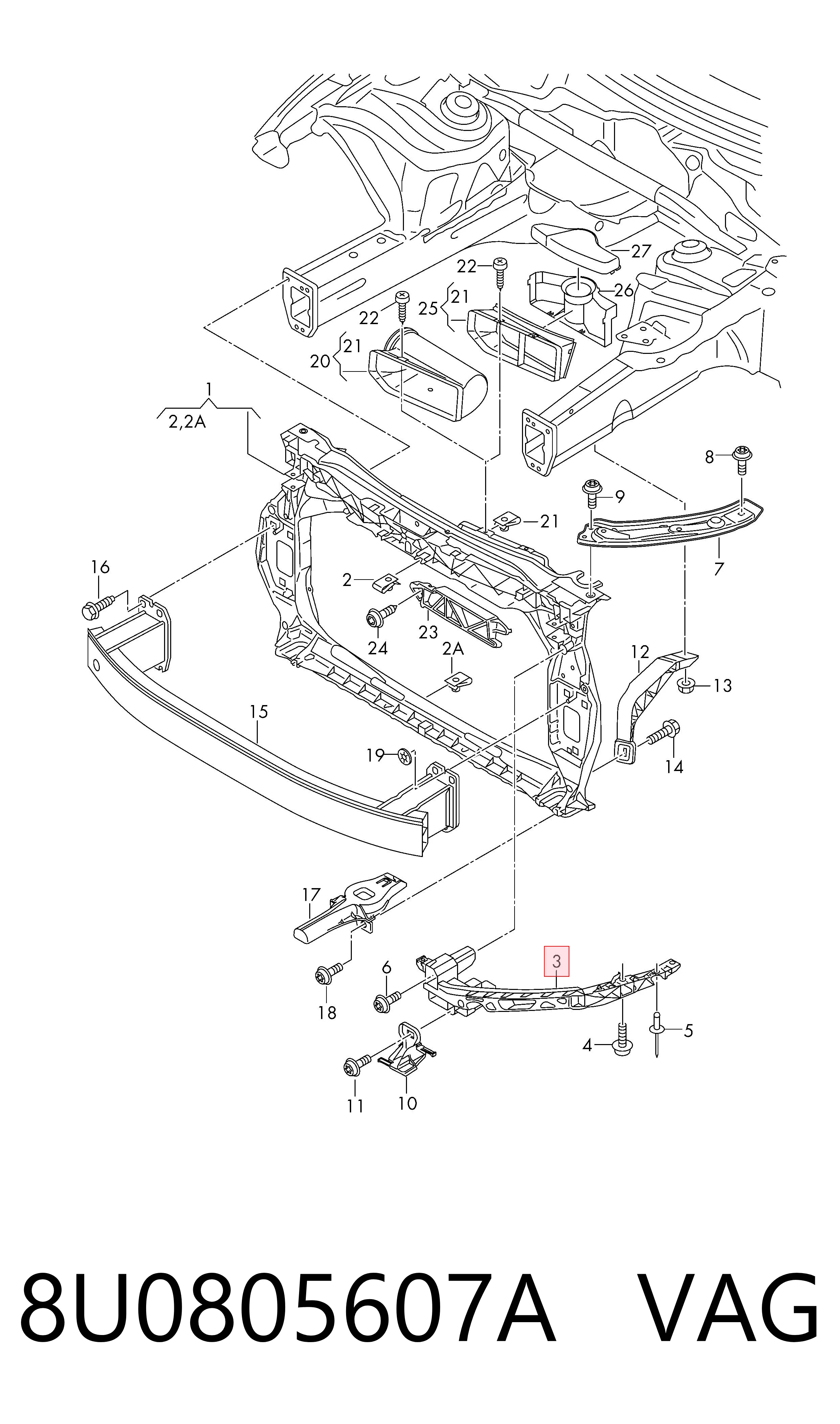 Soporte de fijación del faro delantero izquierdo VAG 8U0805607A precio, desde 29,34 EUR
