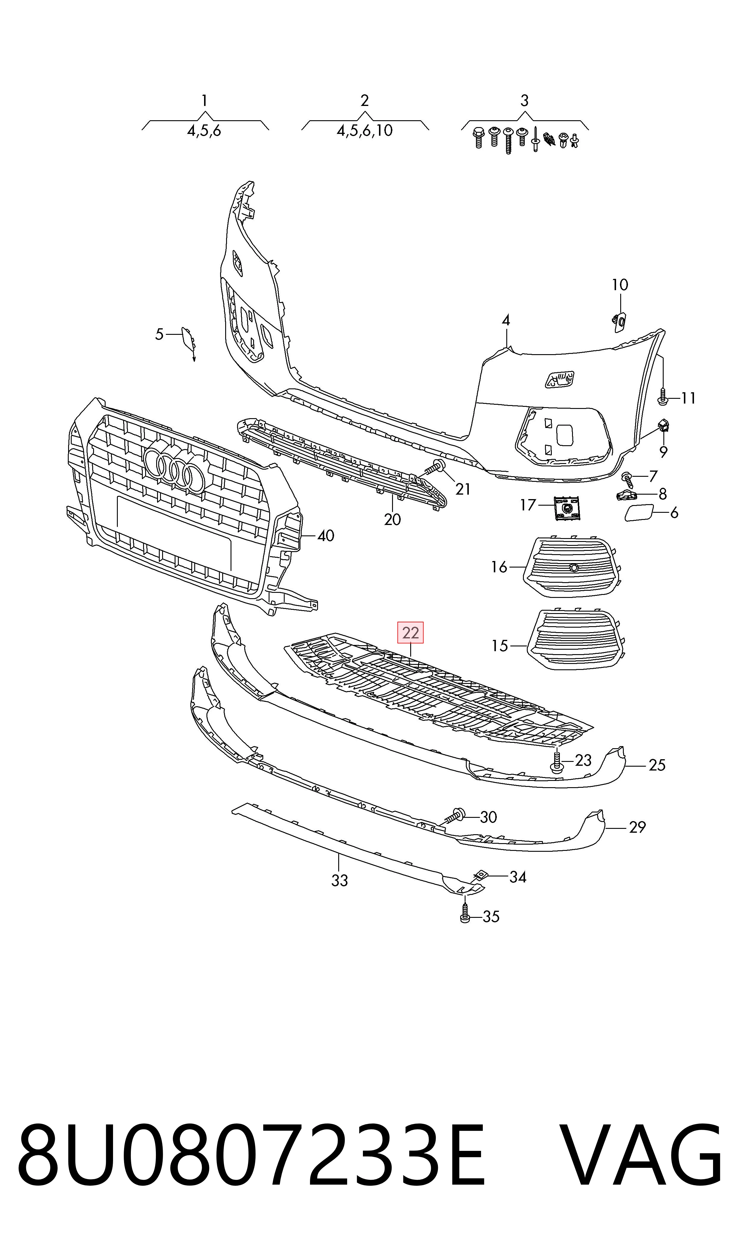 8U0807233E VAG Deflector de parachoques delantero