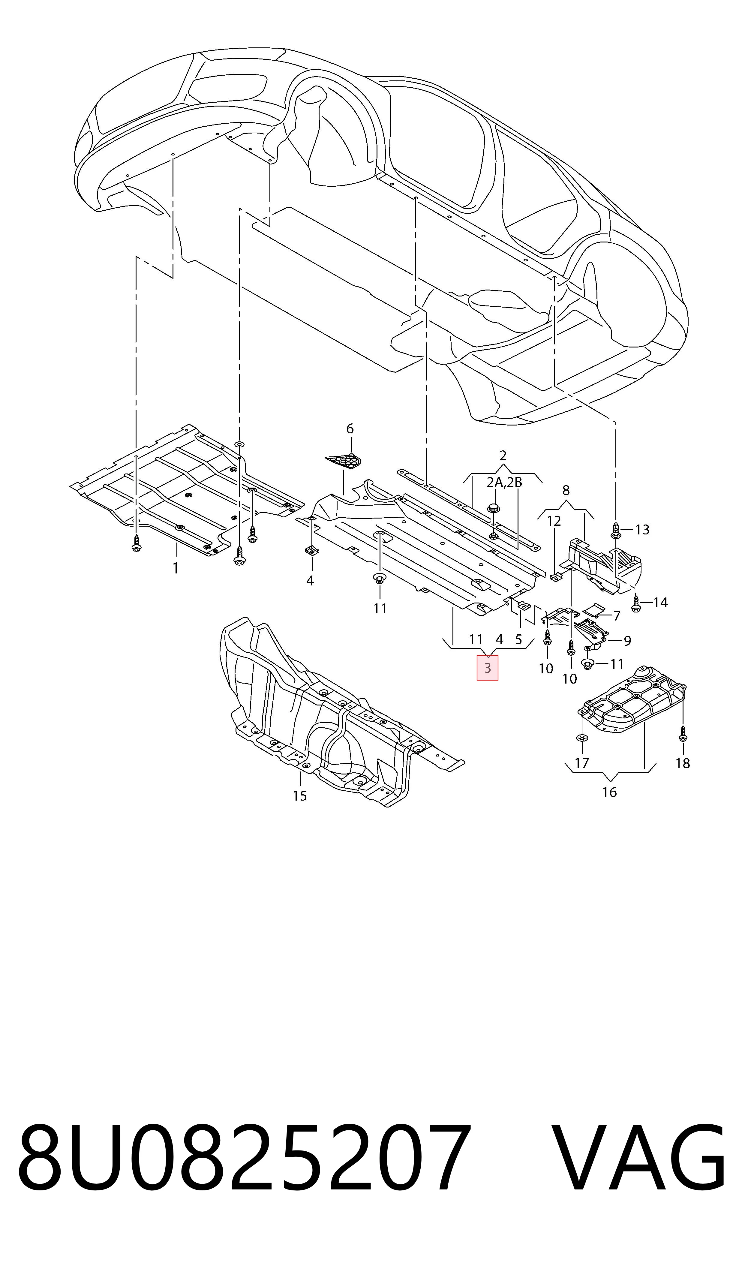 Comprar 8U0825207 VAG Protección inferior izquierda