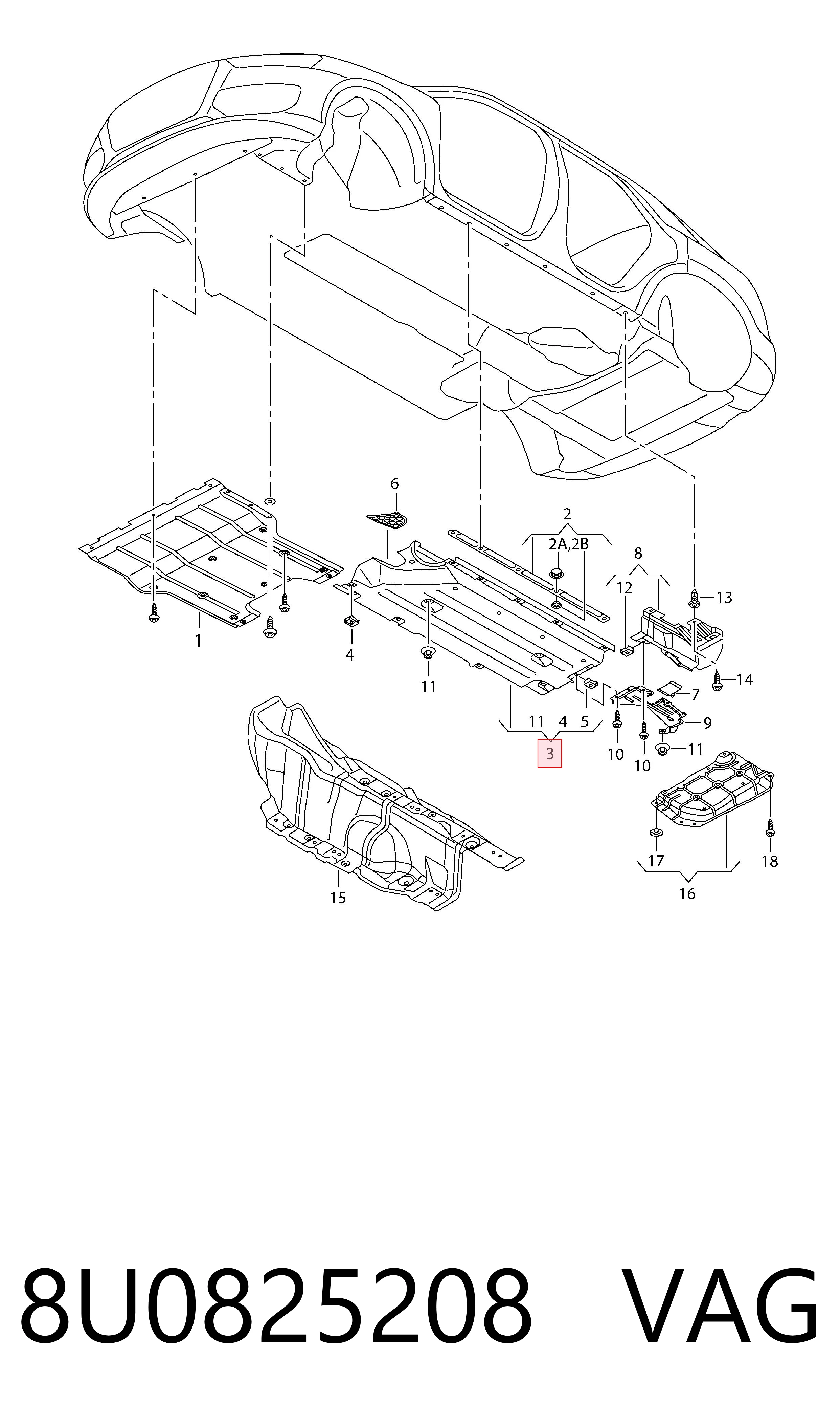 Comprar 8U0825208 VAG Protección inferior derecha