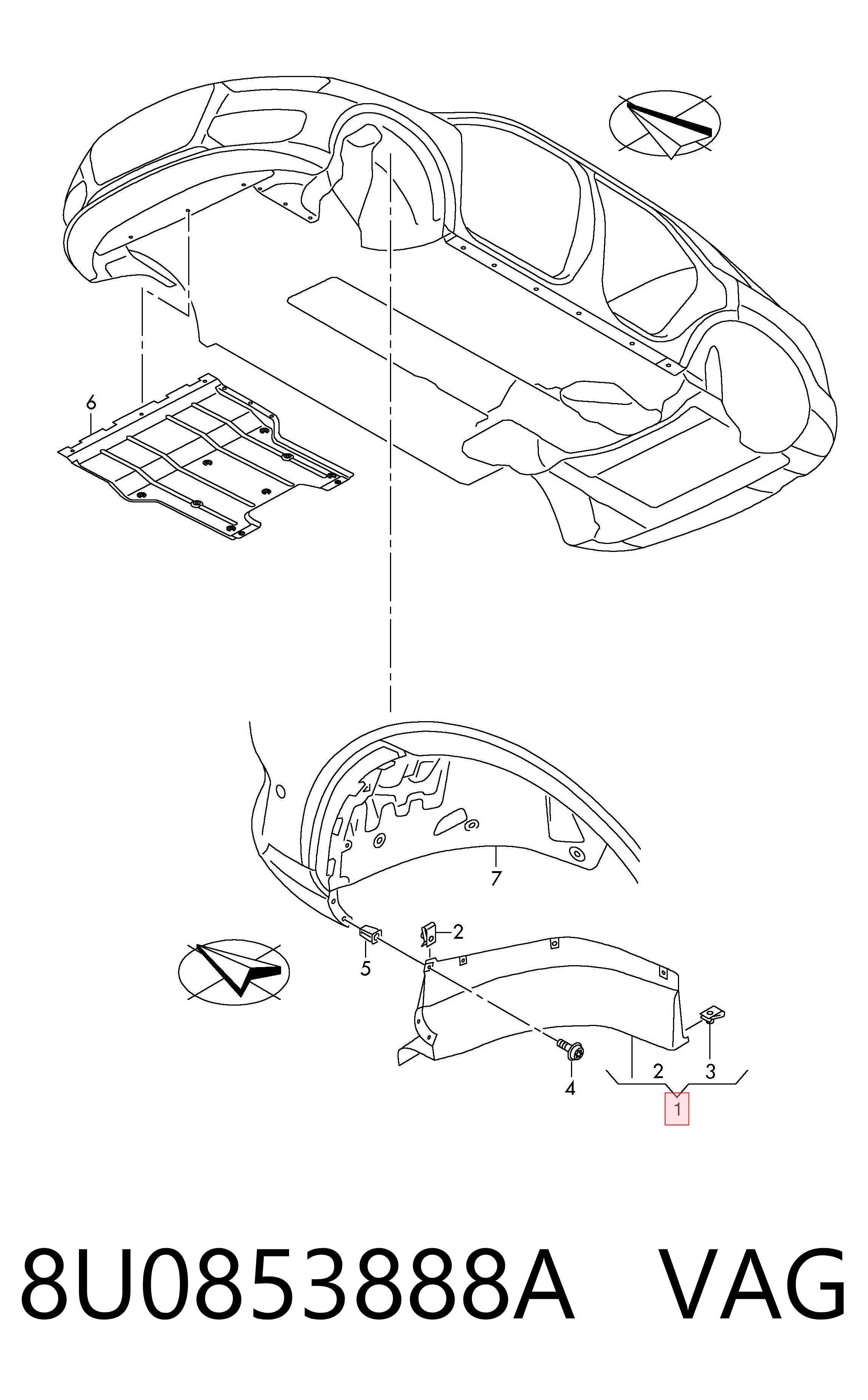 8U0853888A VAG Guardalodos interior delantero derecho