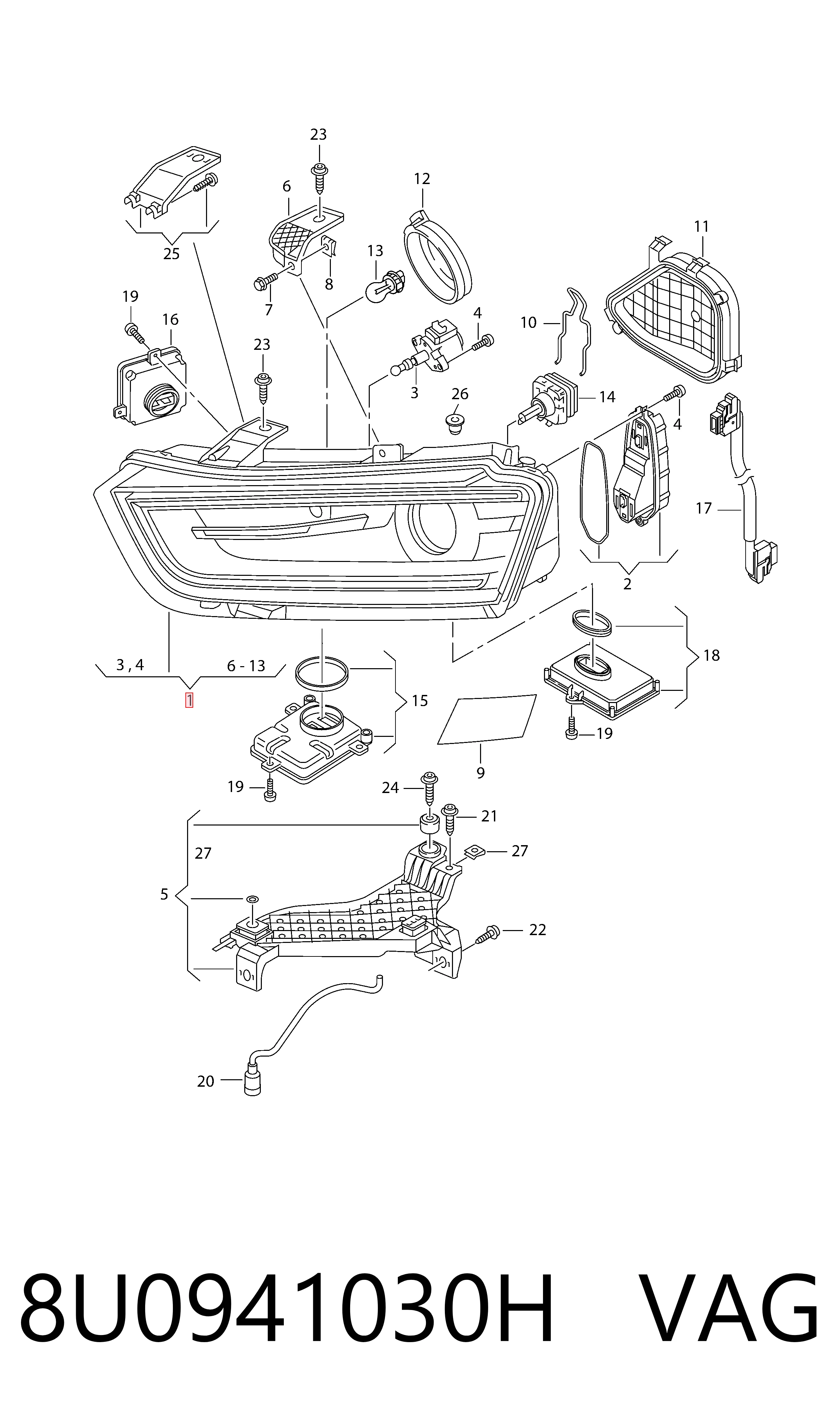 Luz derecha Audi Q3  (2011-2018)