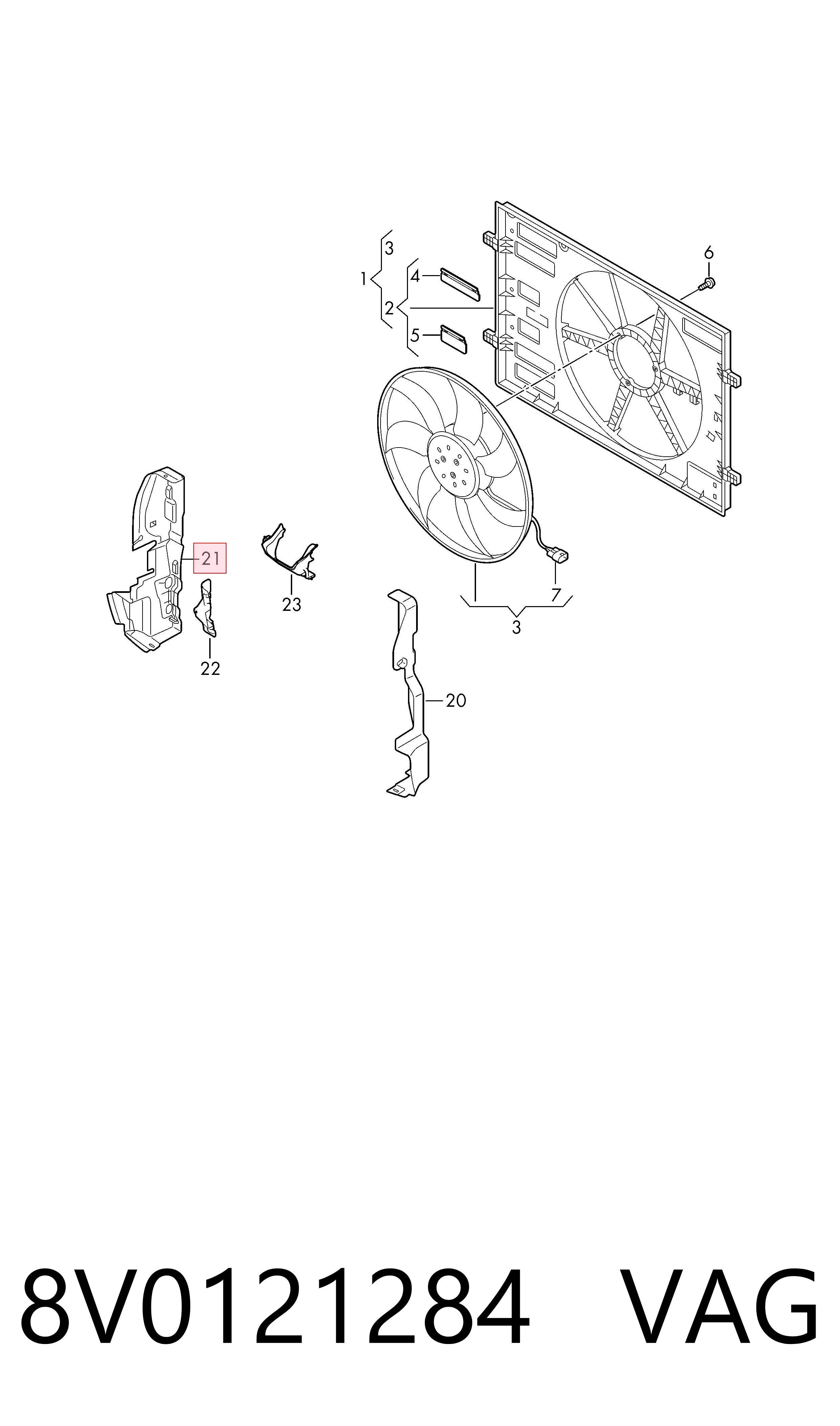 8V0121284 VAG Deflector de aire del radiador derecho