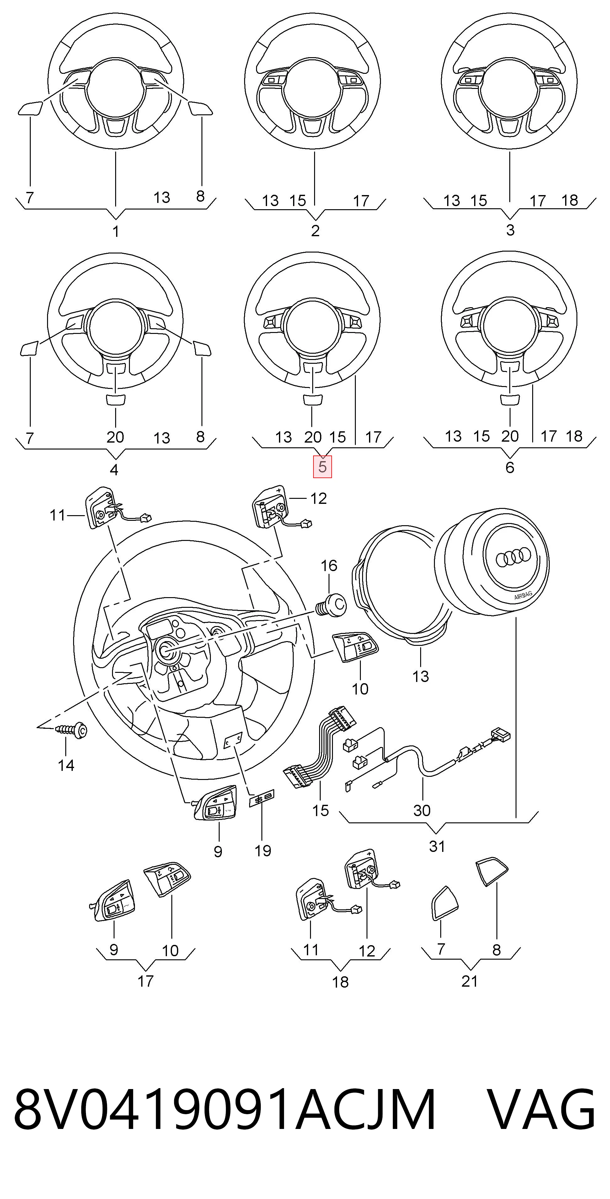 Comprar Volante Audi A3  8VS, 8VM a bajo precio