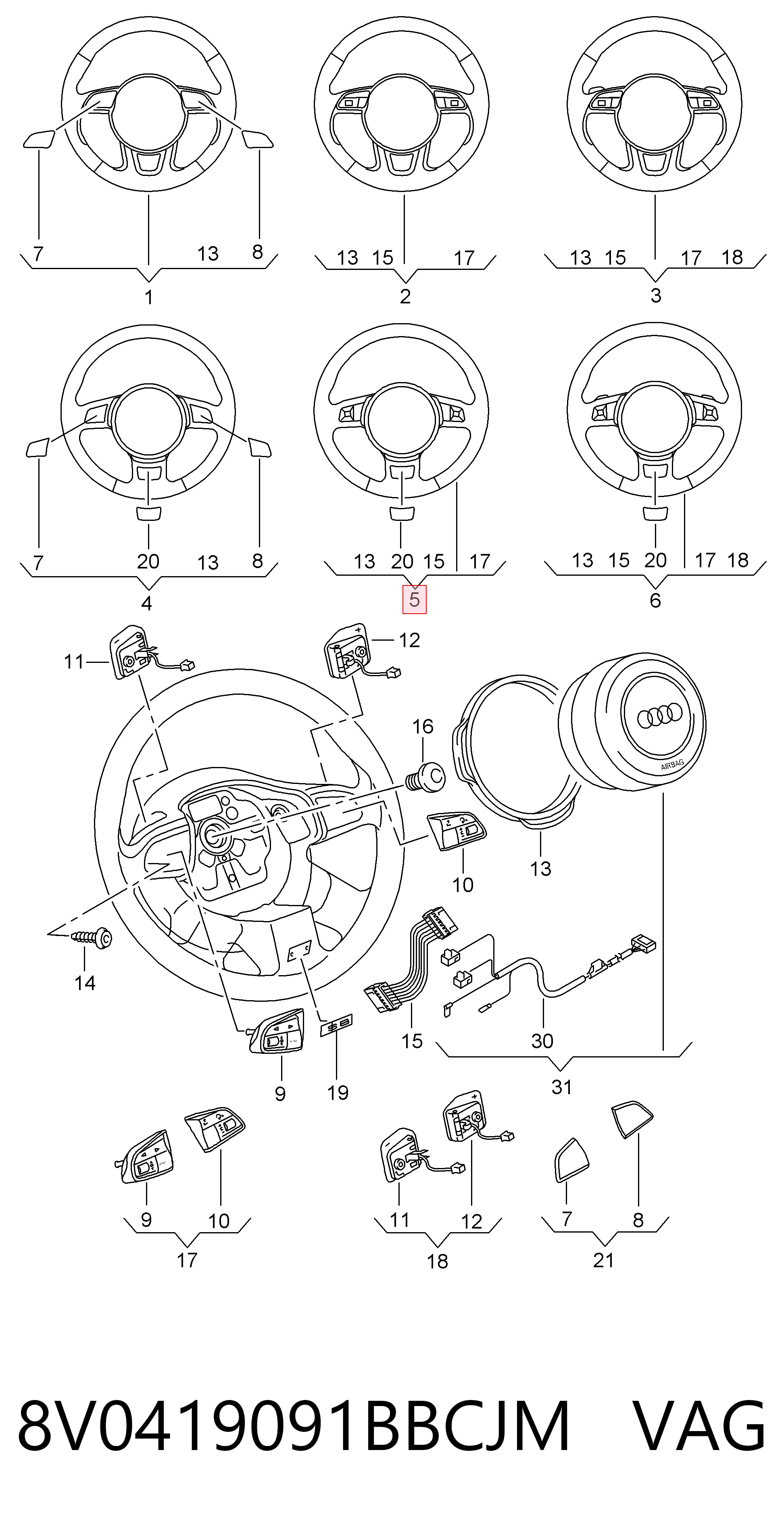 Volante para Audi A3 8VS, 8VM