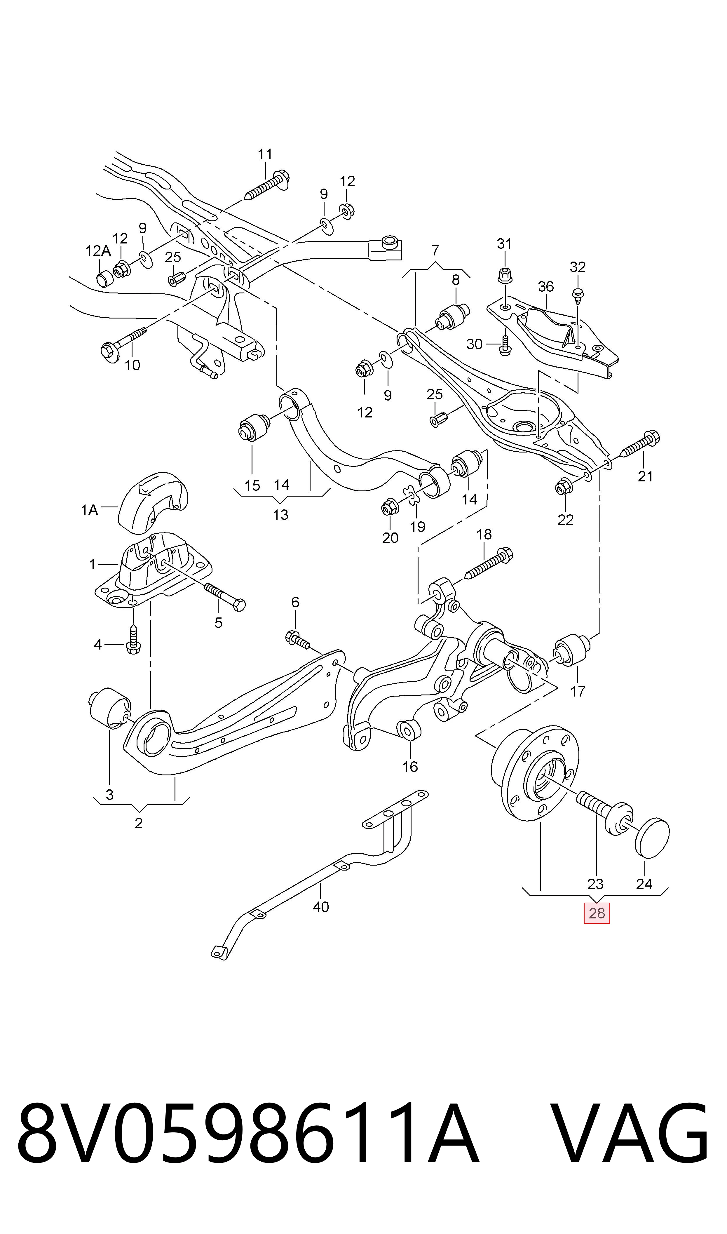 8V0598611A VAG Buje de rueda trasero