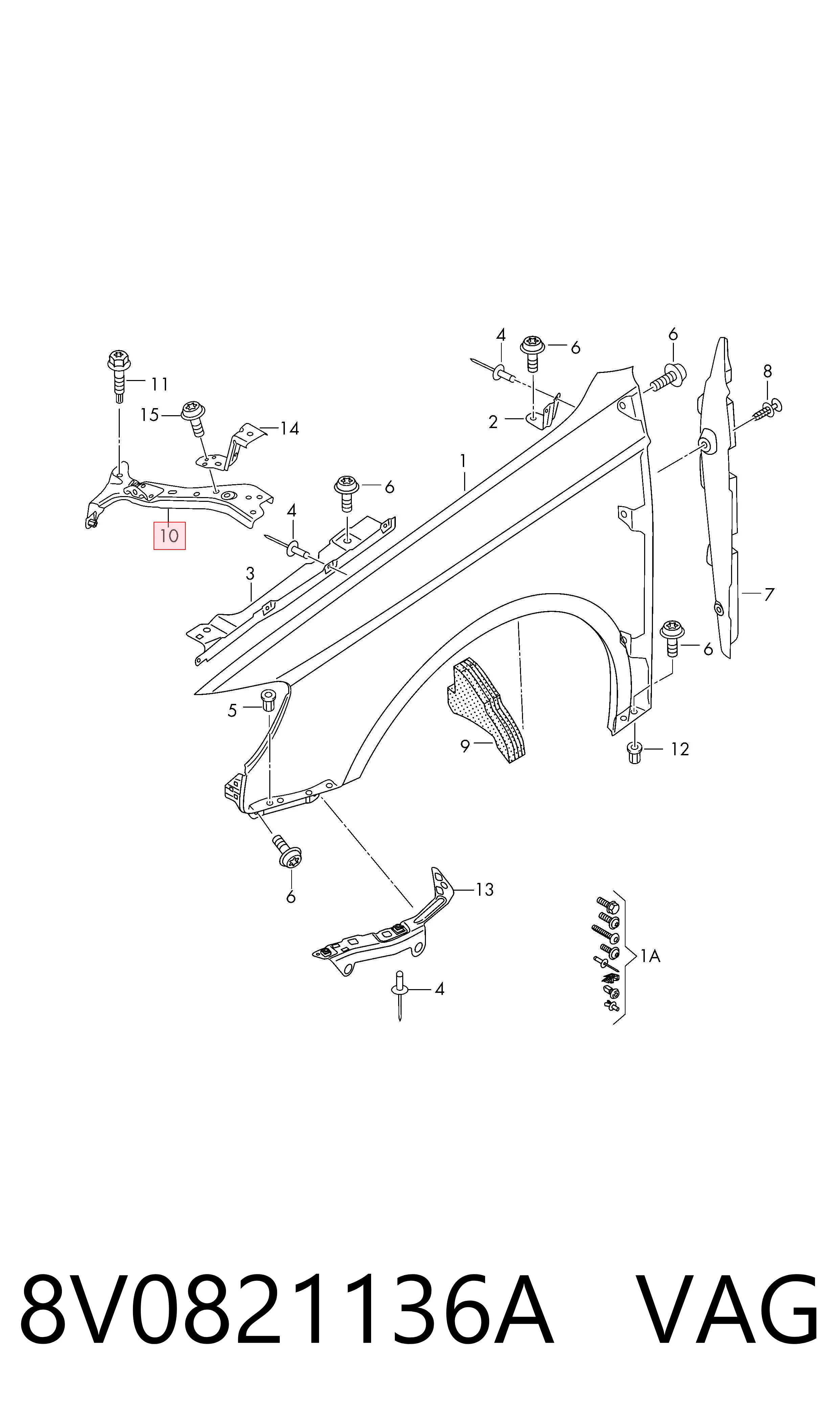 Soporte delantero de guardabarros delantero derecho VAG 8V0821136A precio, desde 27,80 EUR