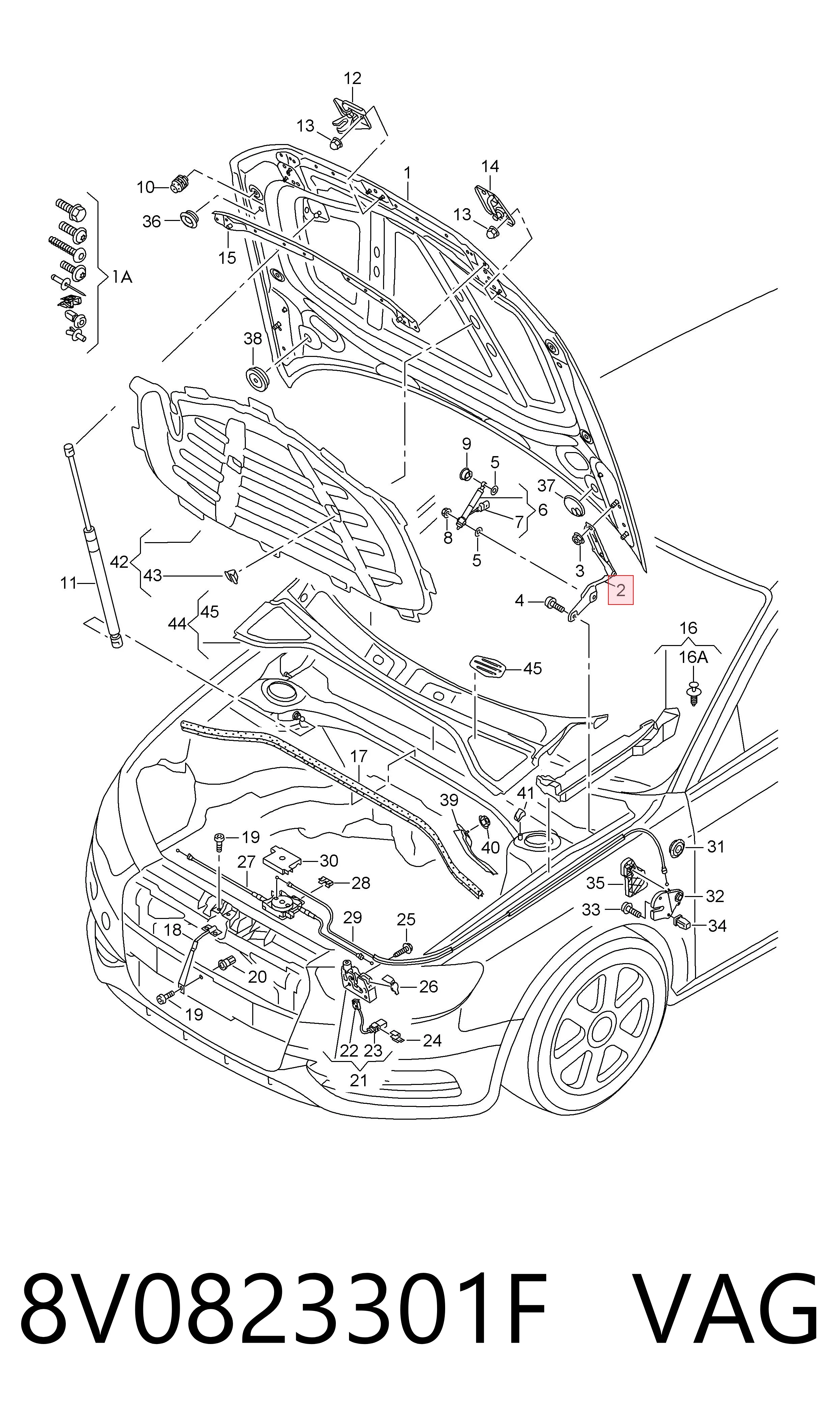 8V0823301F VAG Bisagra de capot izquierda