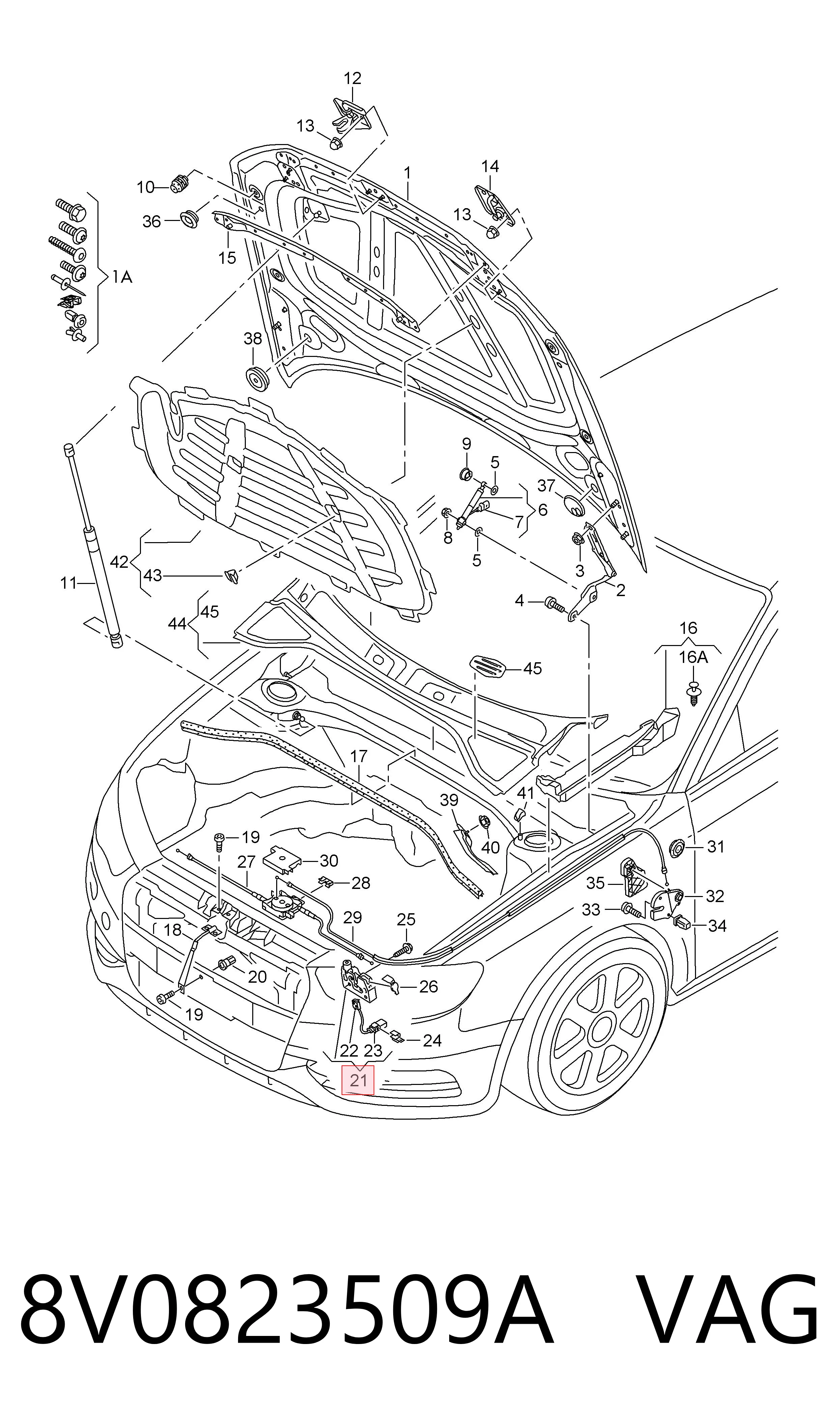 Comprar 8V0823509A VAG Cerradura de capó
