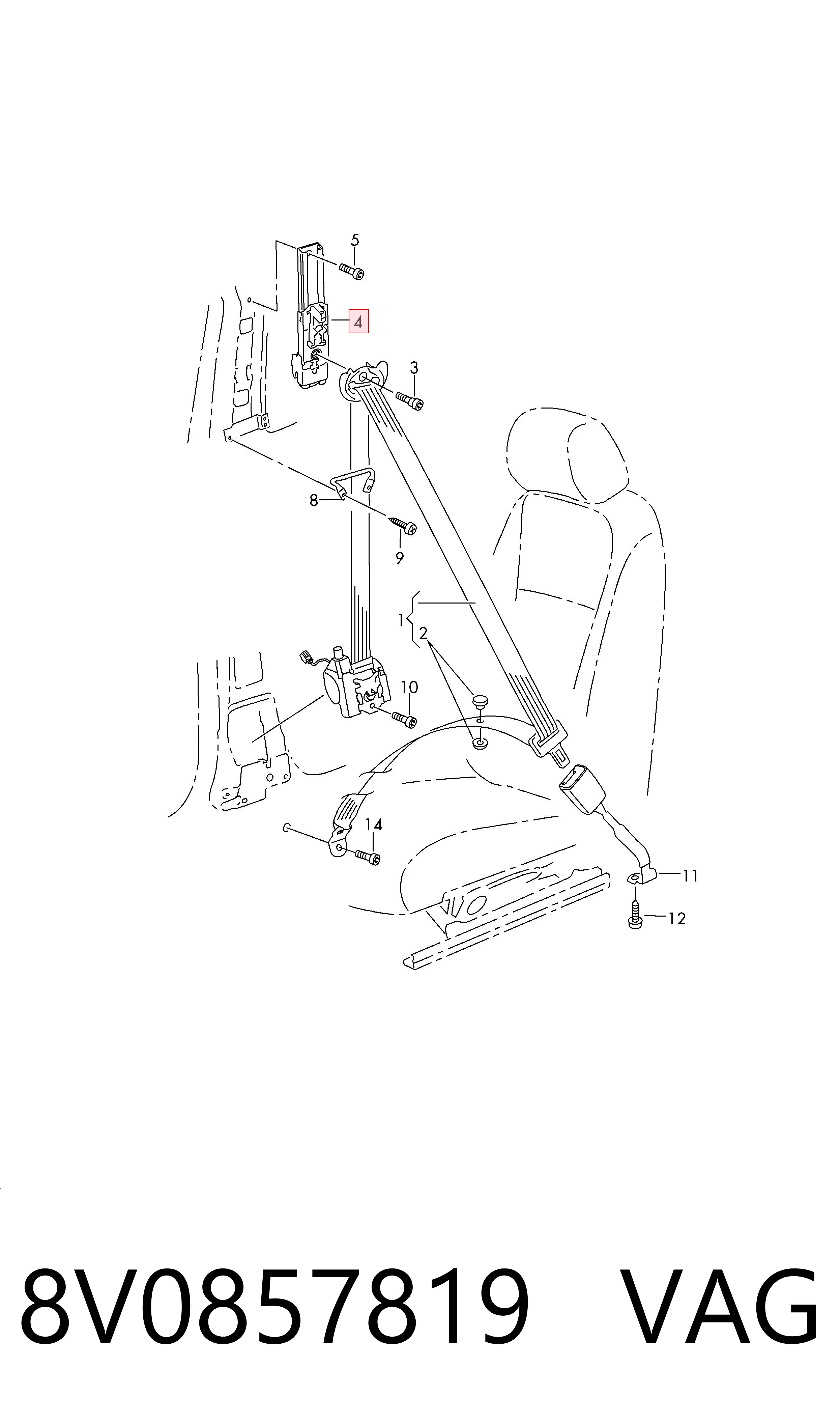 Regulador de altura del cinturón de seguridad delantero izquierdo VAG 8V0857819 precio, desde 94,85 EUR