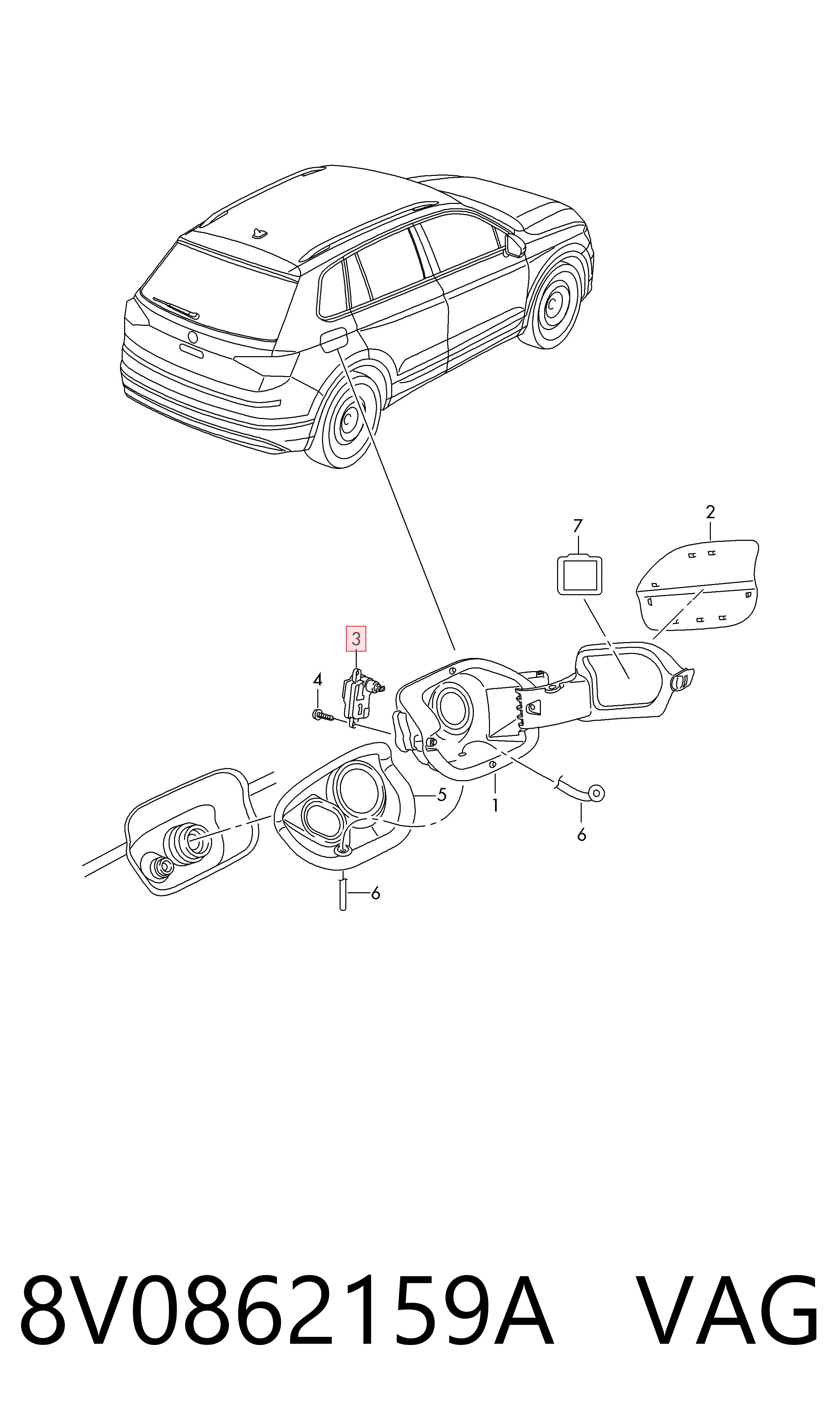 8V0862159A VAG Motor apertura de tapa combustible