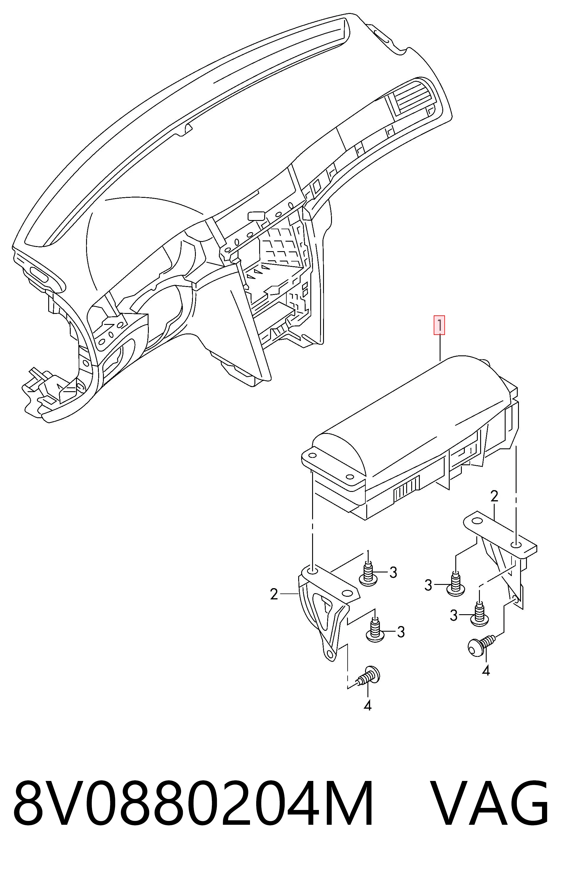 Airbag lateral del pasajero VAG 8V0880204M precio, desde 242,48 EUR