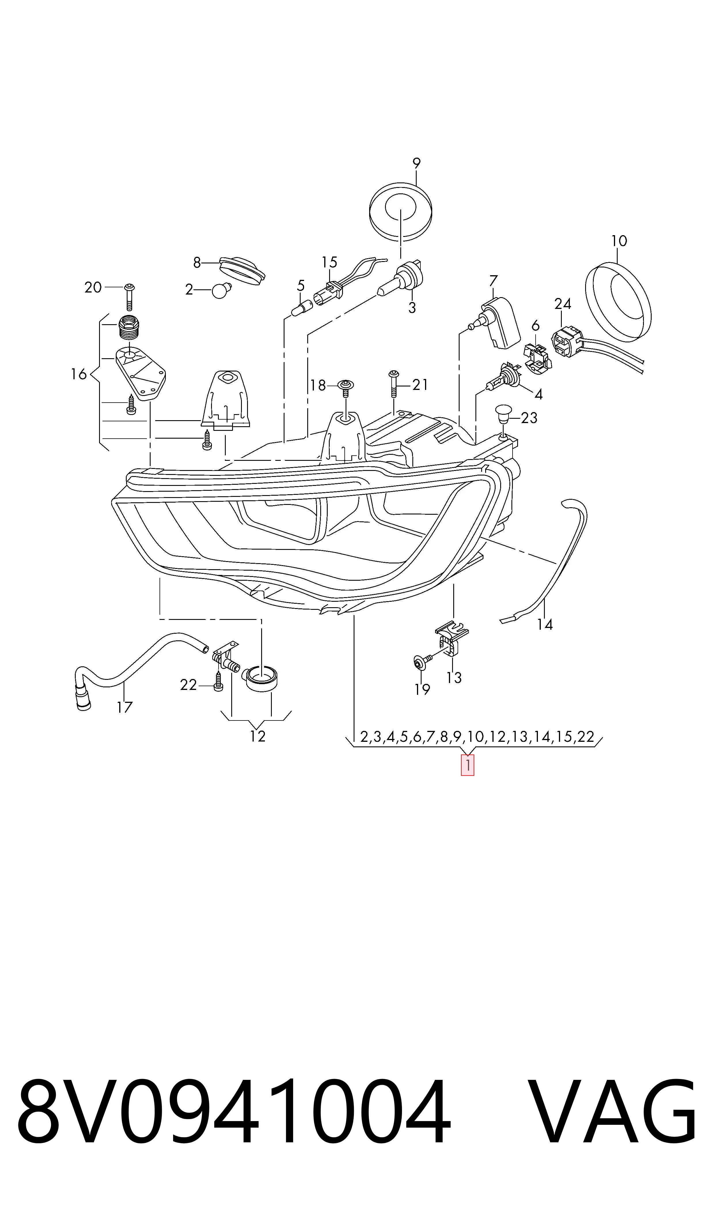 Faro delantero derecho para Audi A3  (8VS, 8VM)