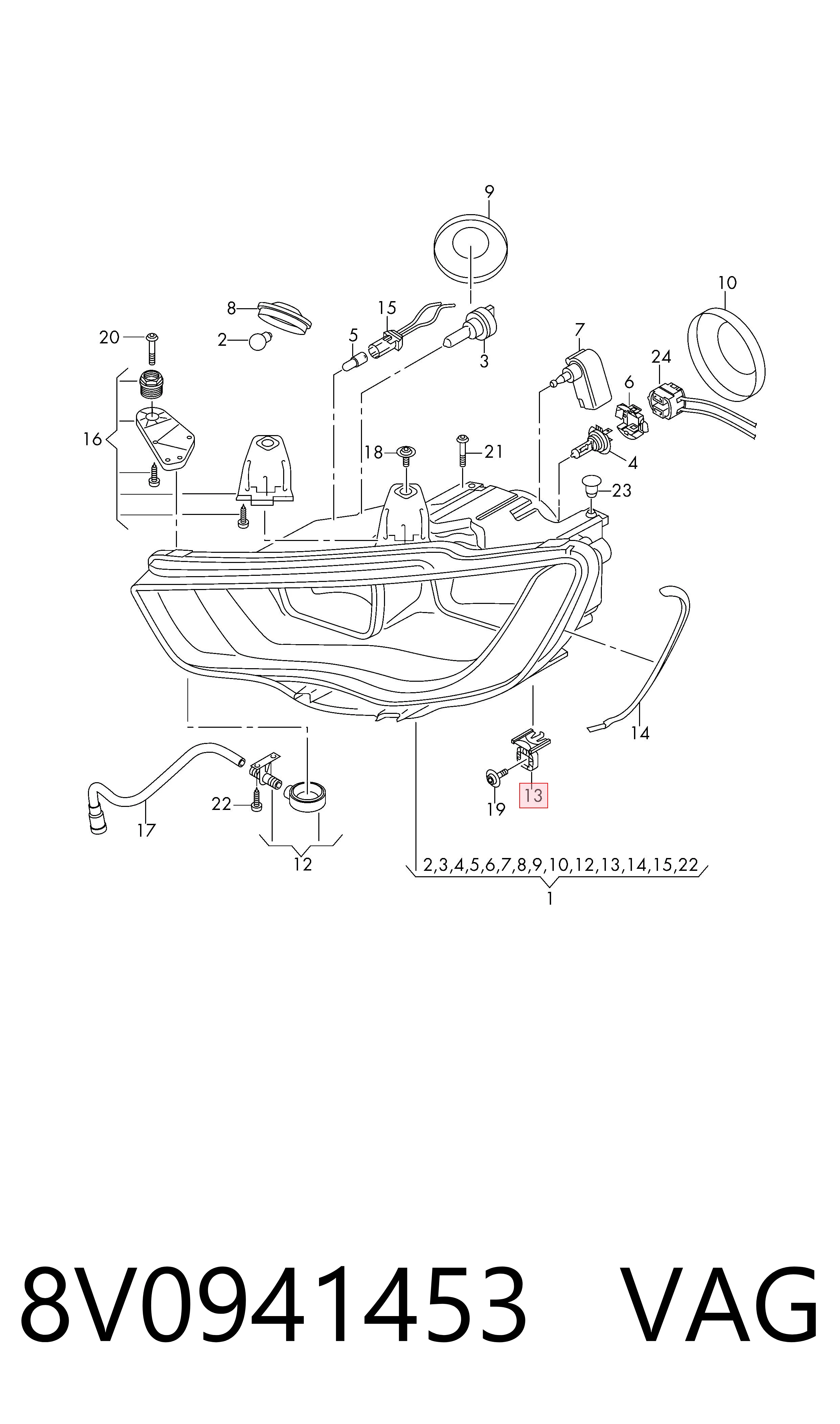 8V0941453 VAG Soporte de montaje de faros delantero izquierdo