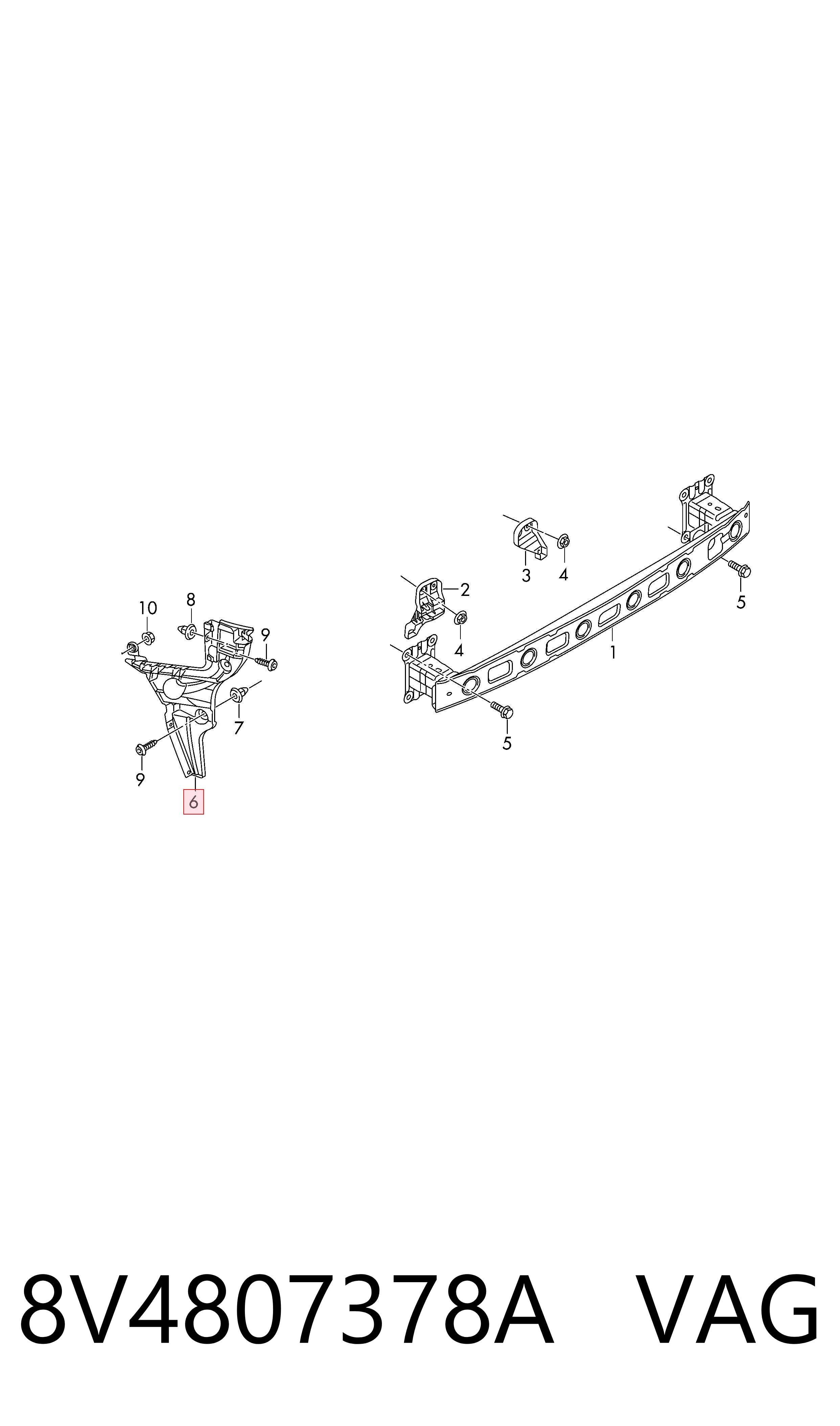 Soporte del parachoques trasero derecho VAG 8V4807378A precio, desde 23,38 EUR