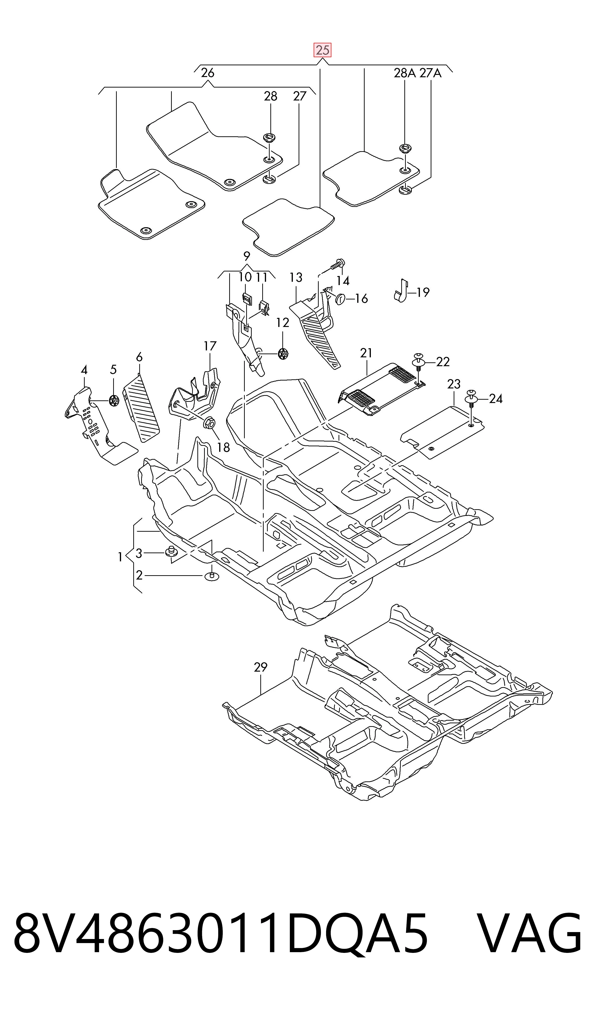 Alfombrillas para coche para Audi A3  8VS, 8VM
