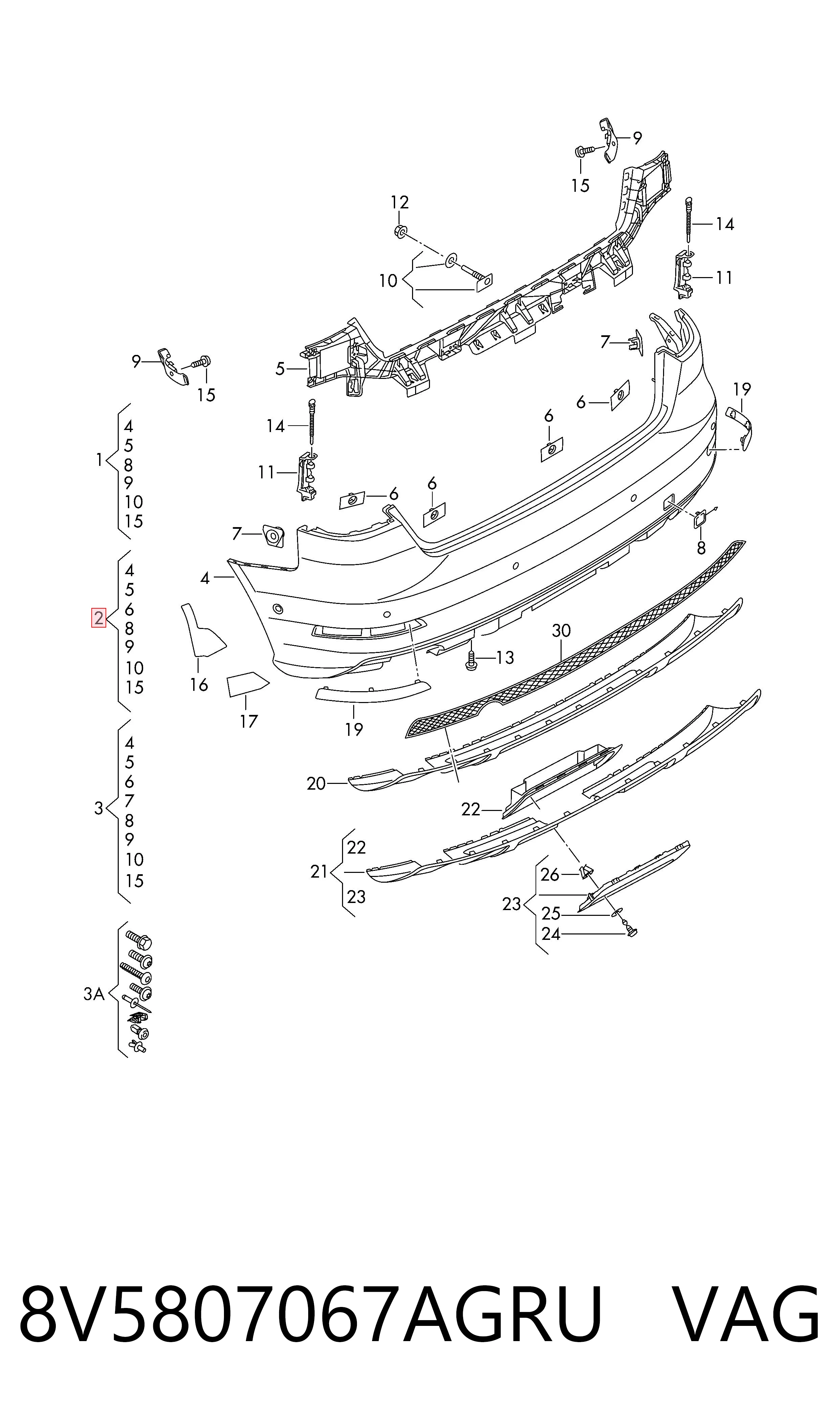 Comprar Parachoques trasero Audi A3  8VS, 8VM