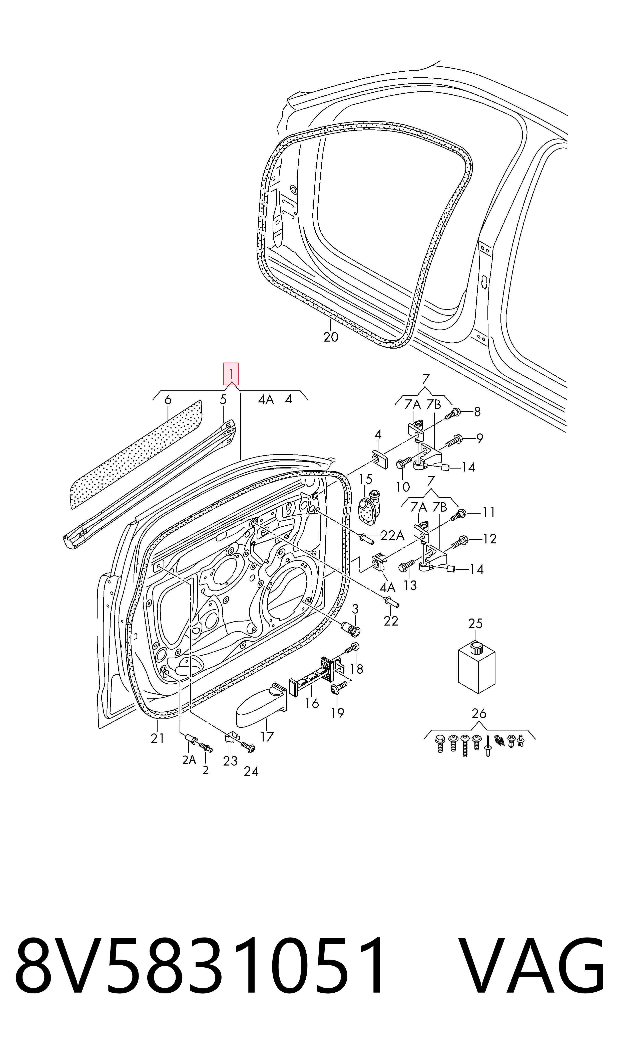 Puerta delantera para Audi A3  8VS, 8VM