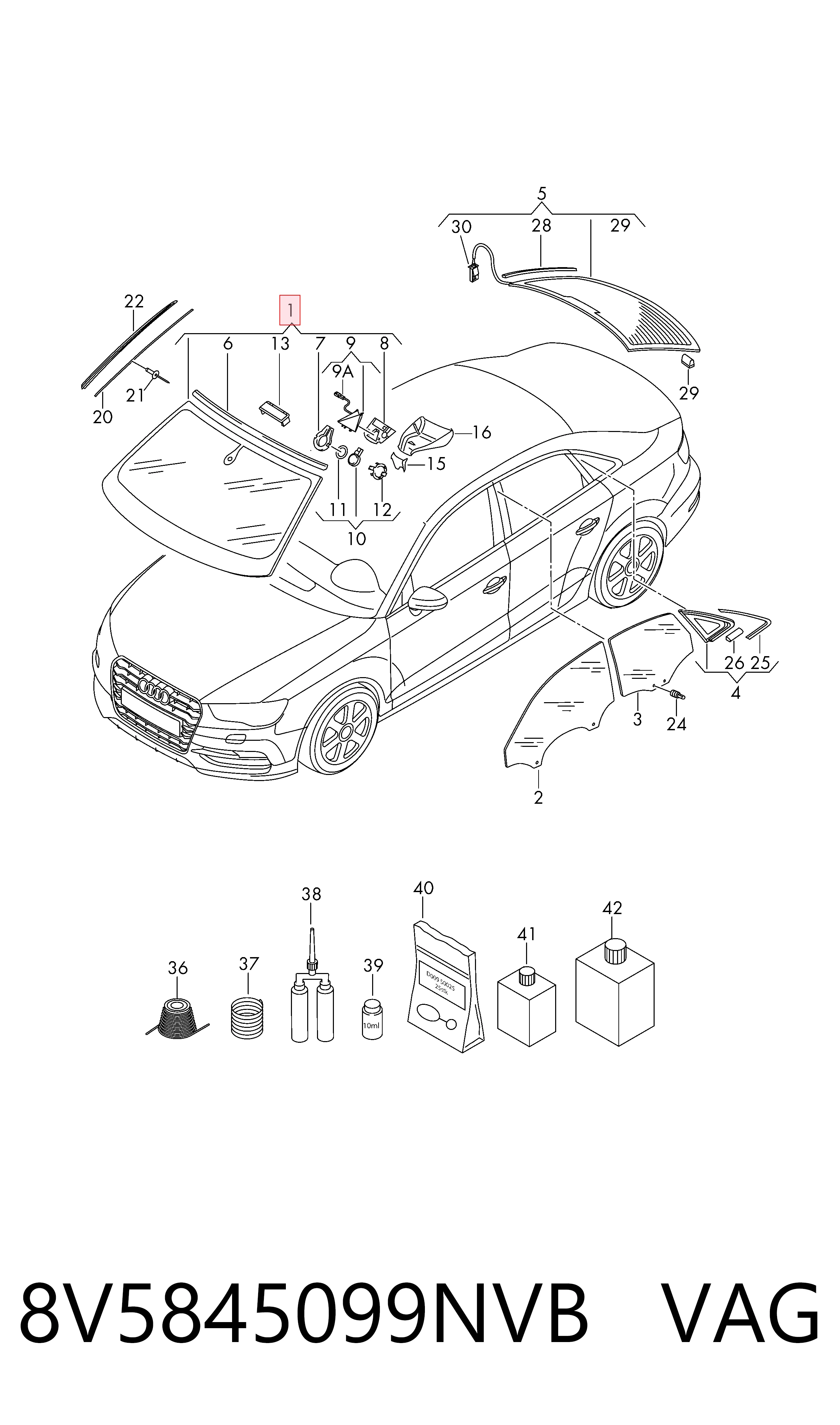 Comprar Parabrisas Audi A3  8VS, 8VM
