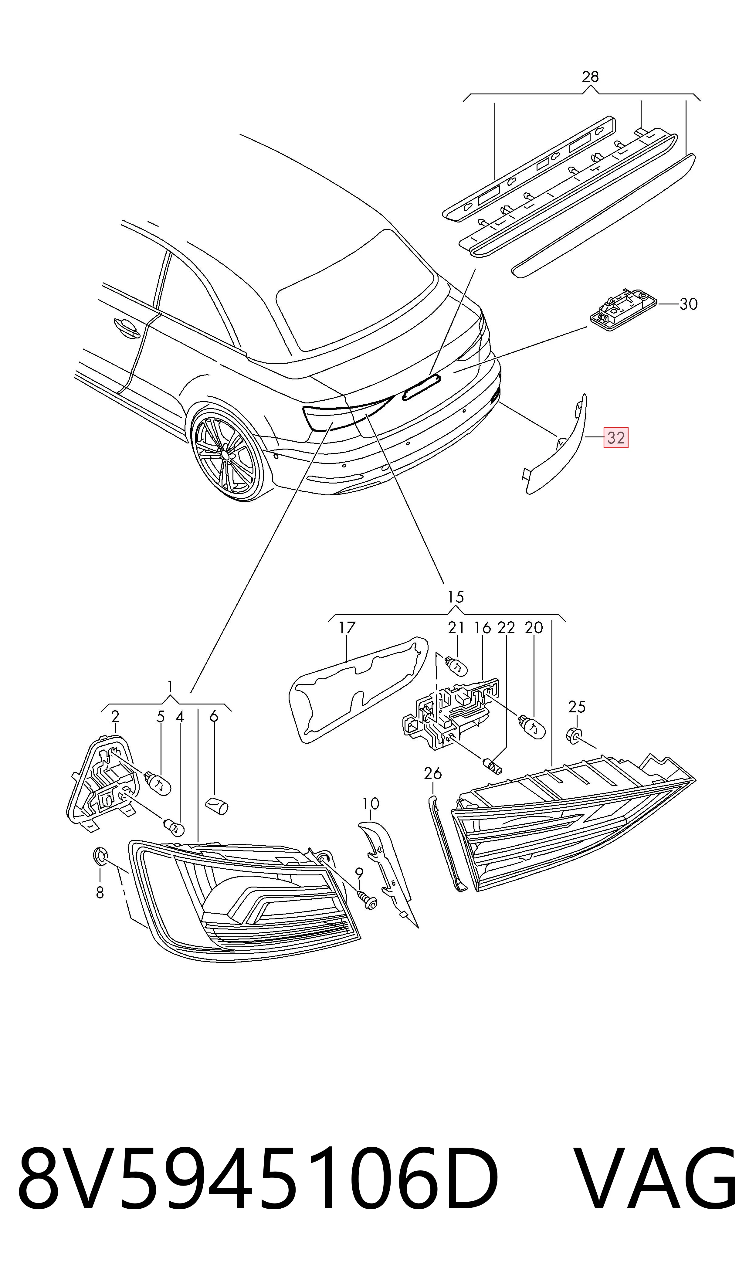 Deflector parachoques trasero derecho VAG 8V5945106D precio, desde 26,07 EUR
