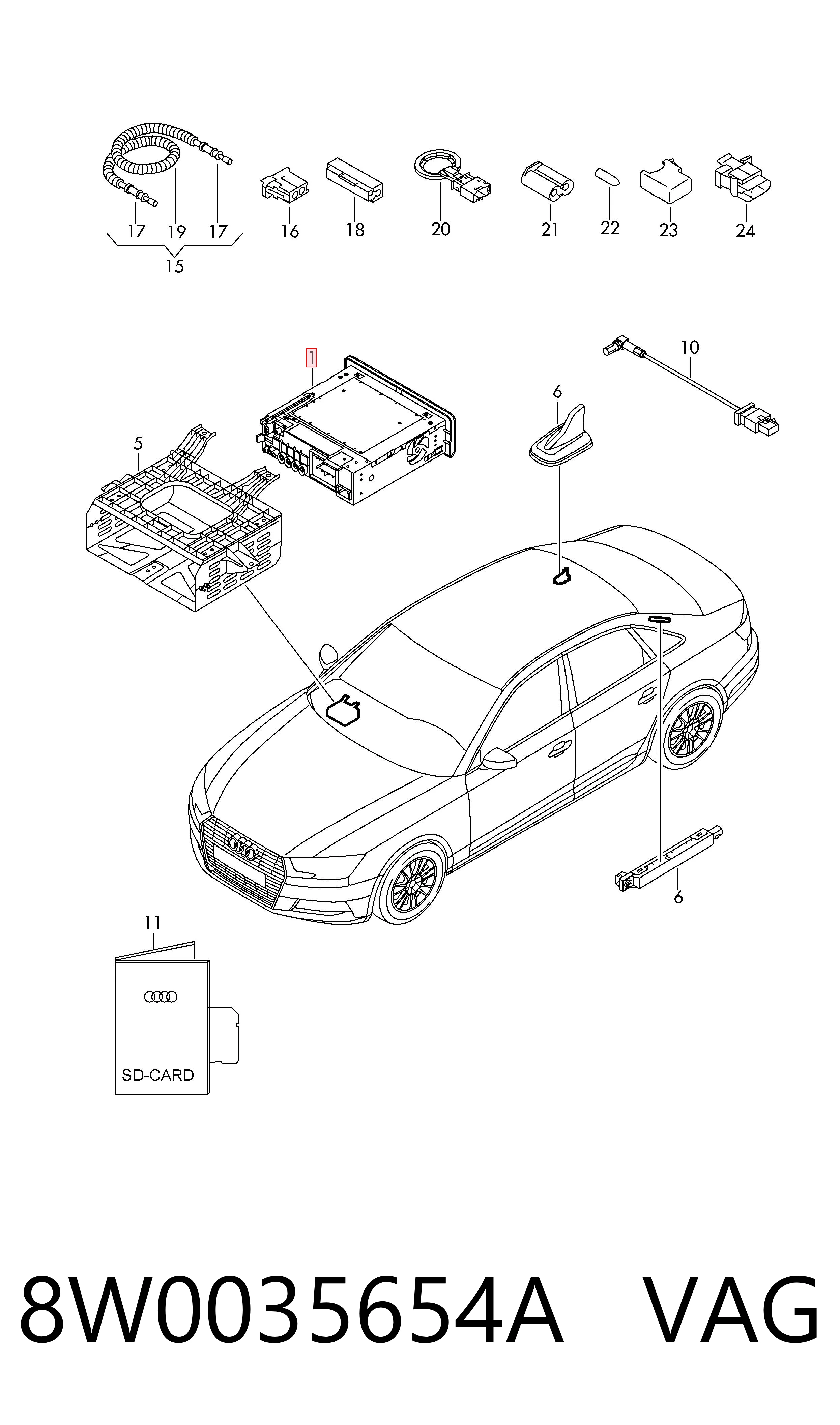 Radio para Audi Q5 FYB, FYG