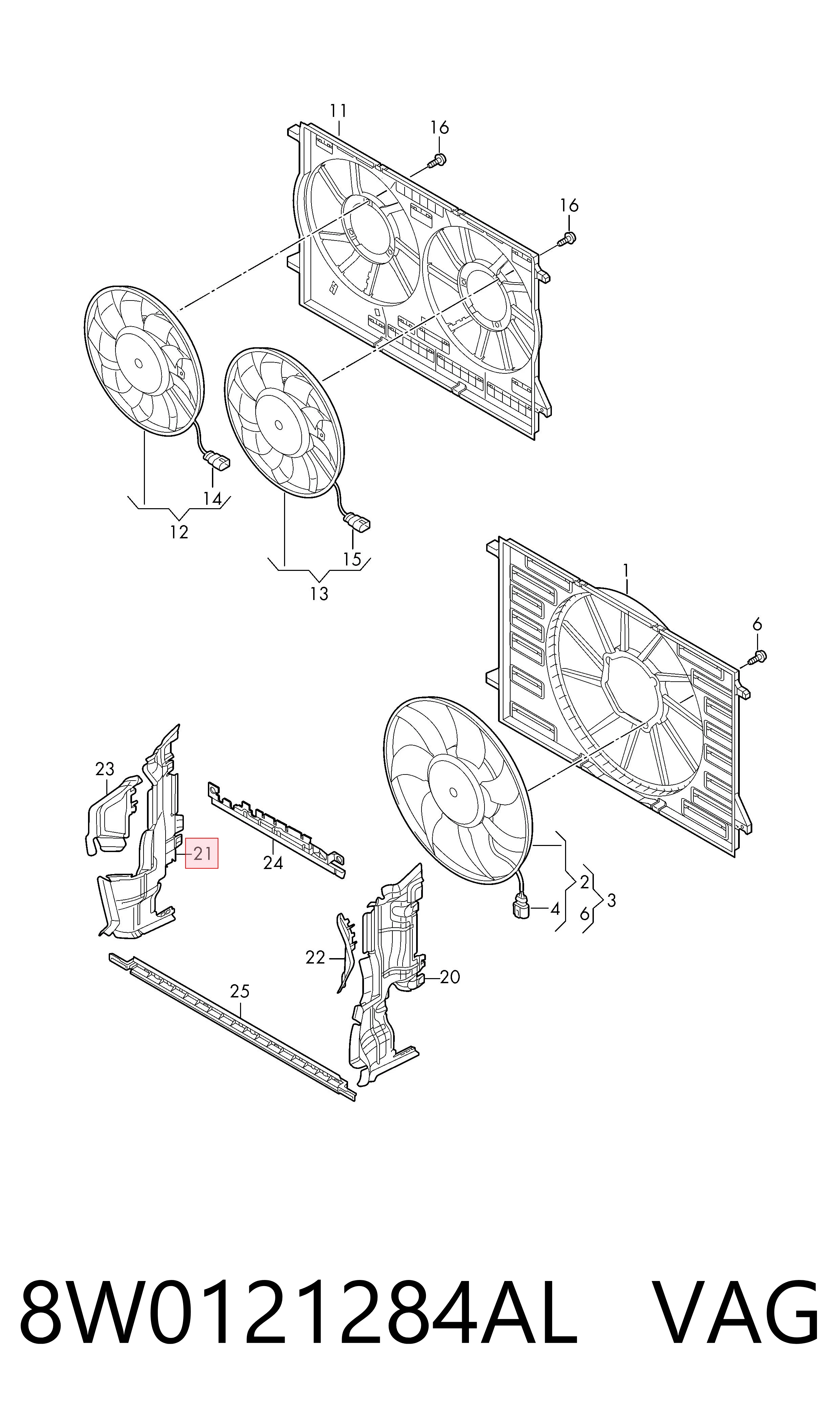 8W0121284AL VAG Deflector de aire del radiador derecho