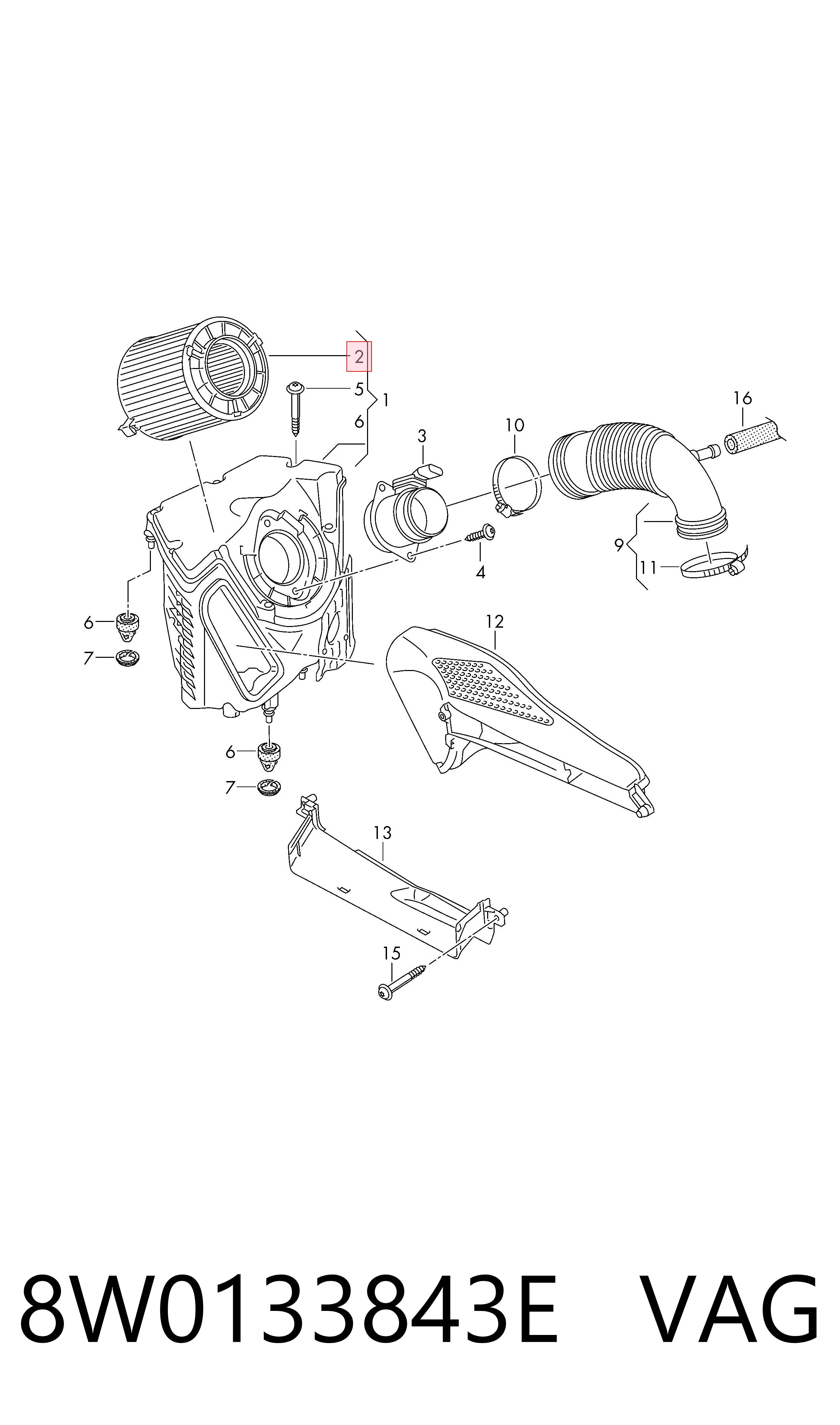 8W0133843E VAG Filtro de aire de motor