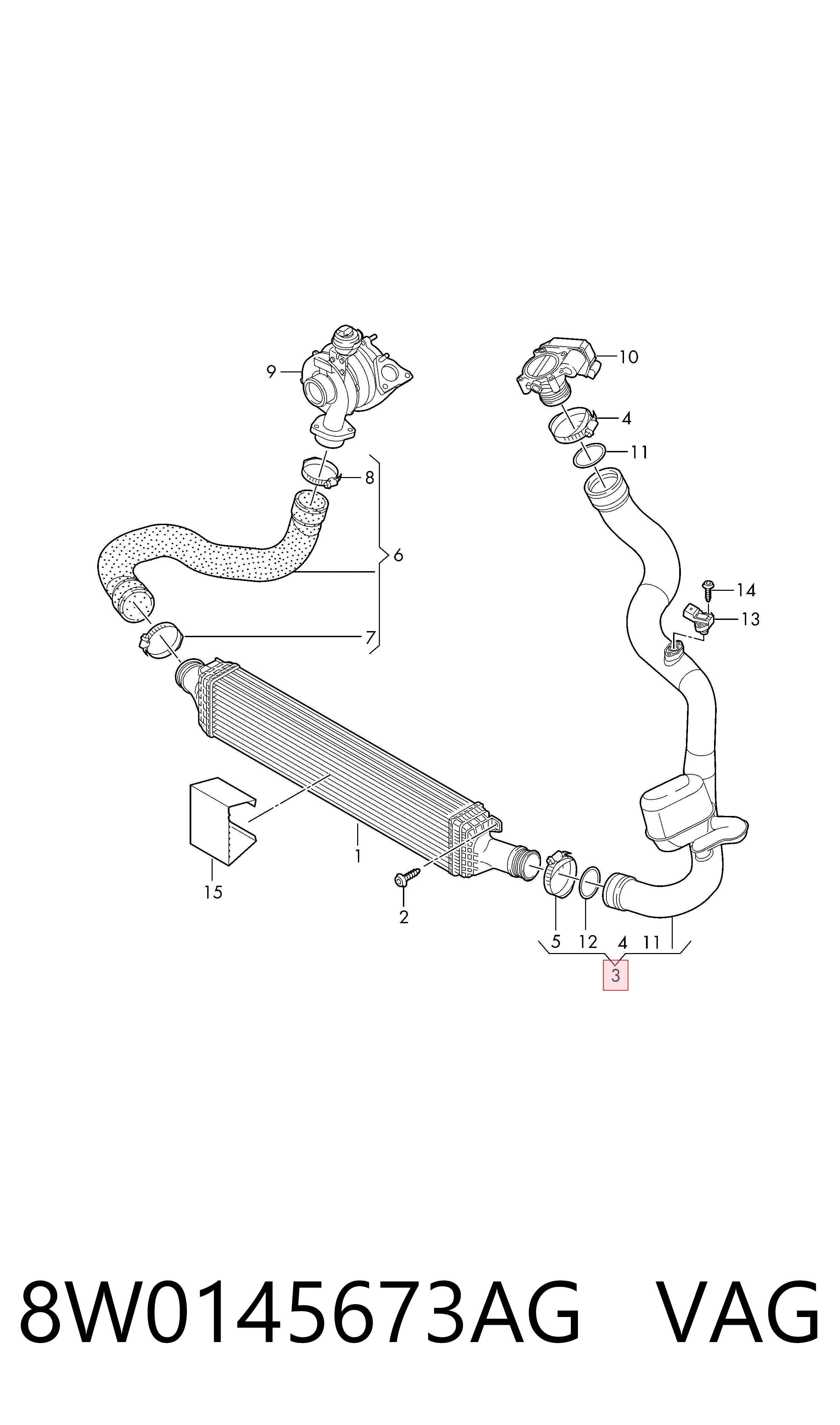 8W0145673AG VAG Manguera del intercooler