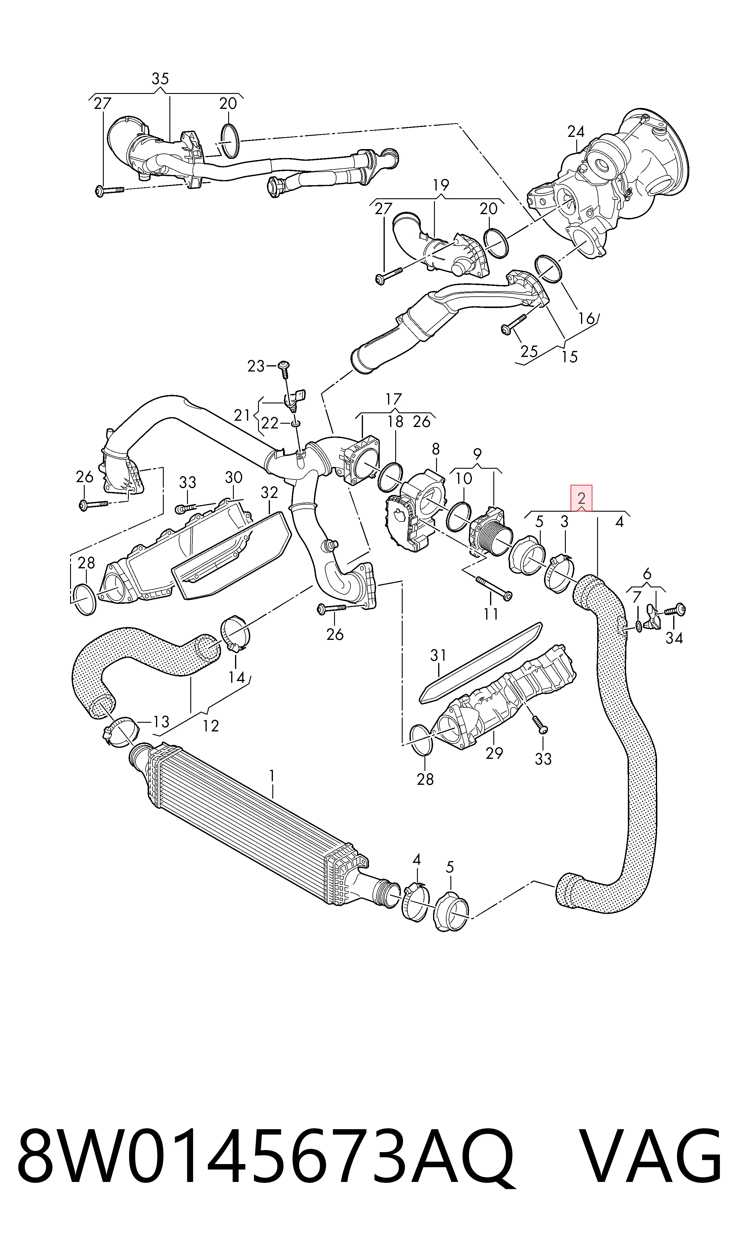 8W0145673AQ VAG Manguera del intercooler