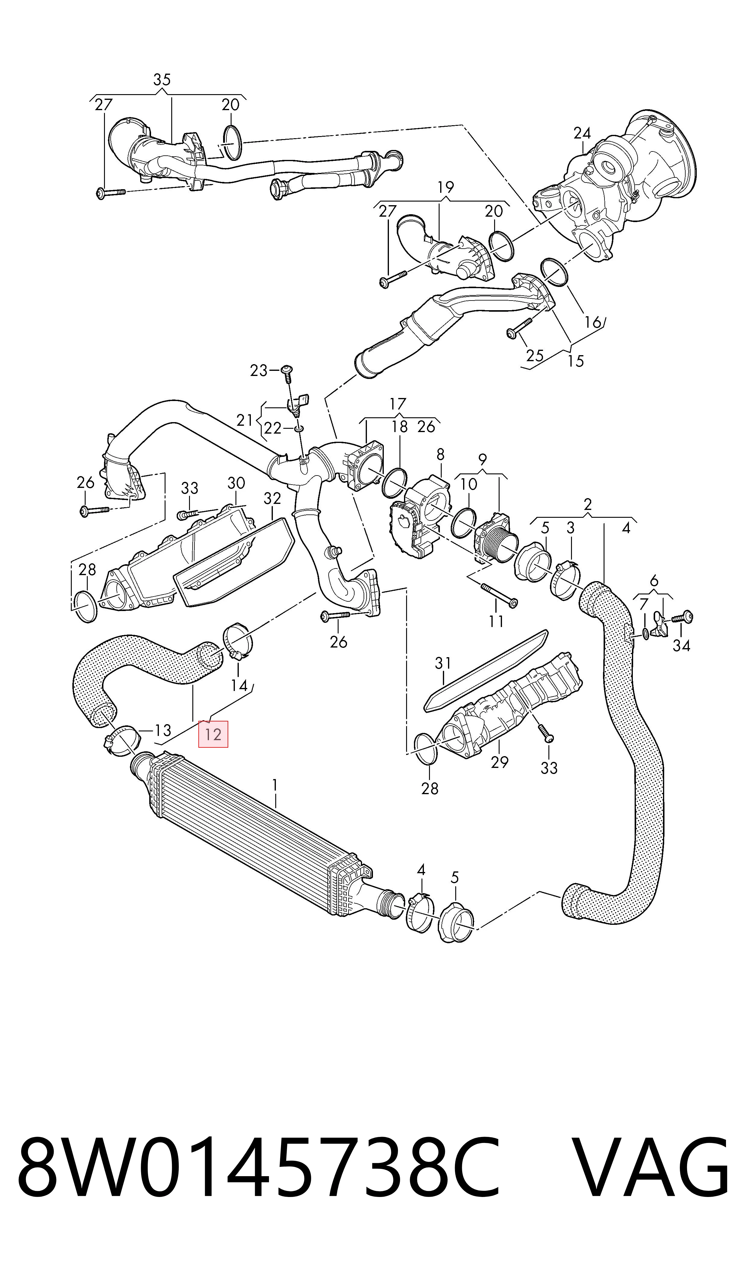 8W0145738C VAG Manguera del intercooler
